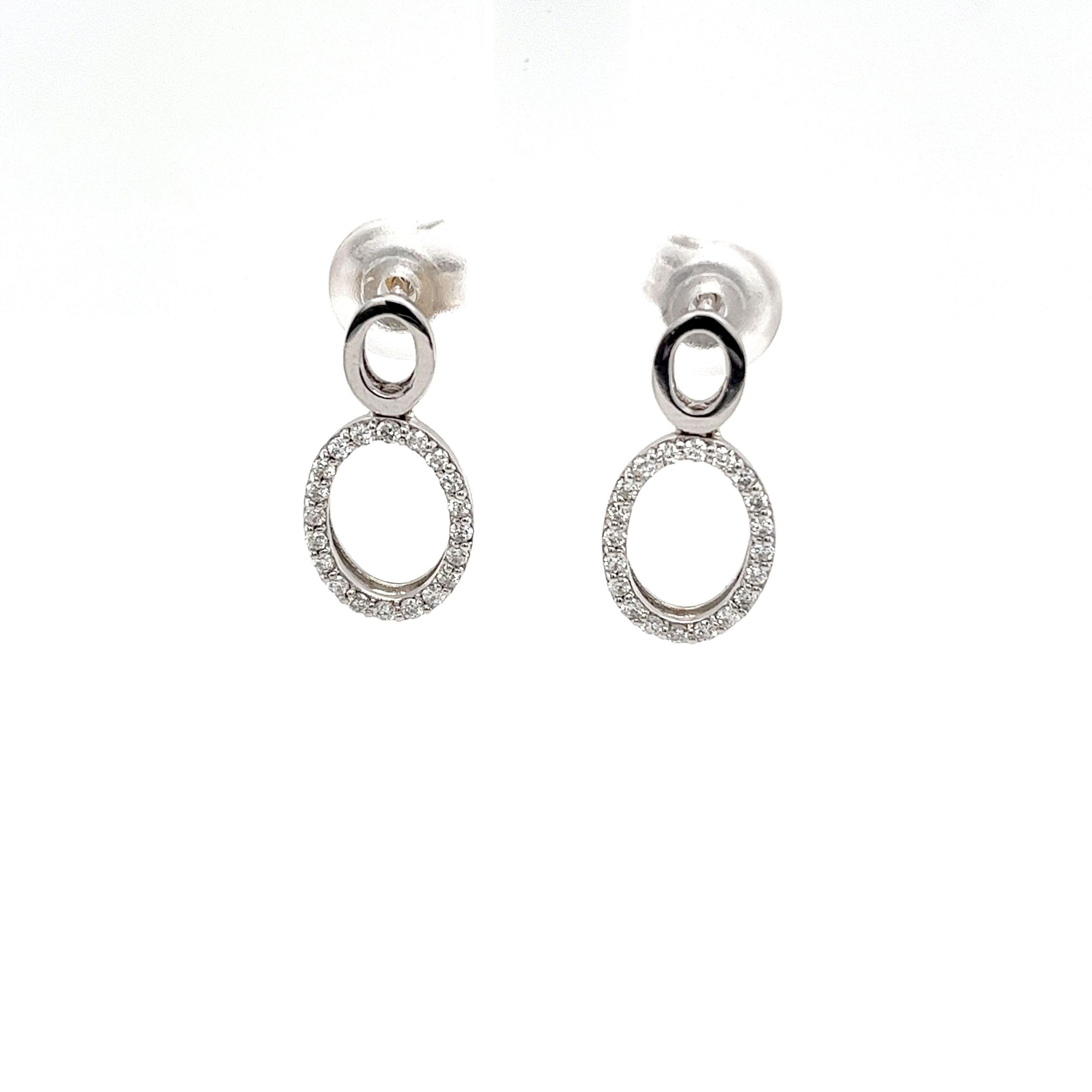 18ct White Gold Diamond Earrings Set With 0.35ct Natural Diamonds In New Condition For Sale In London, GB