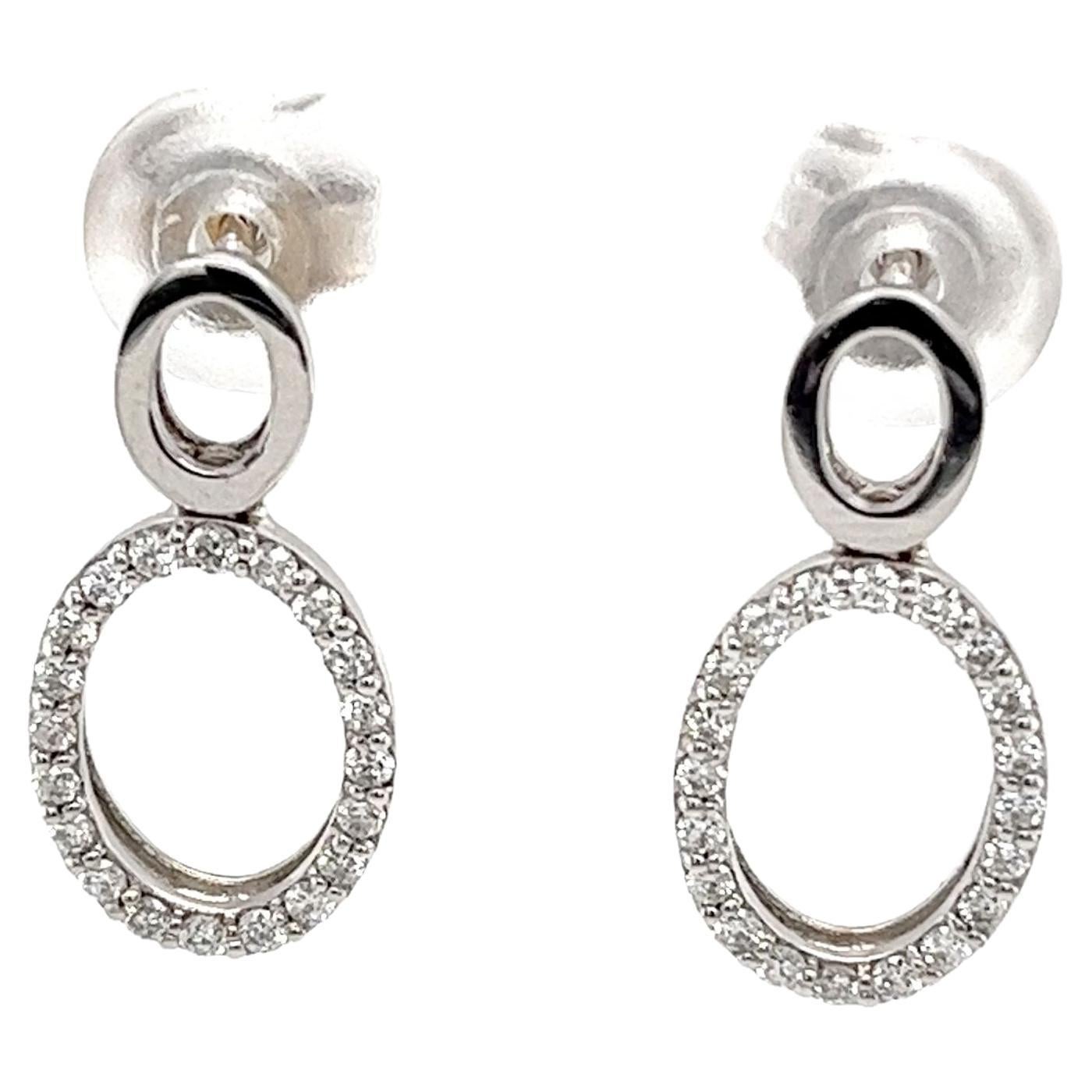 18ct White Gold Diamond Earrings Set With 0.35ct Natural Diamonds For Sale
