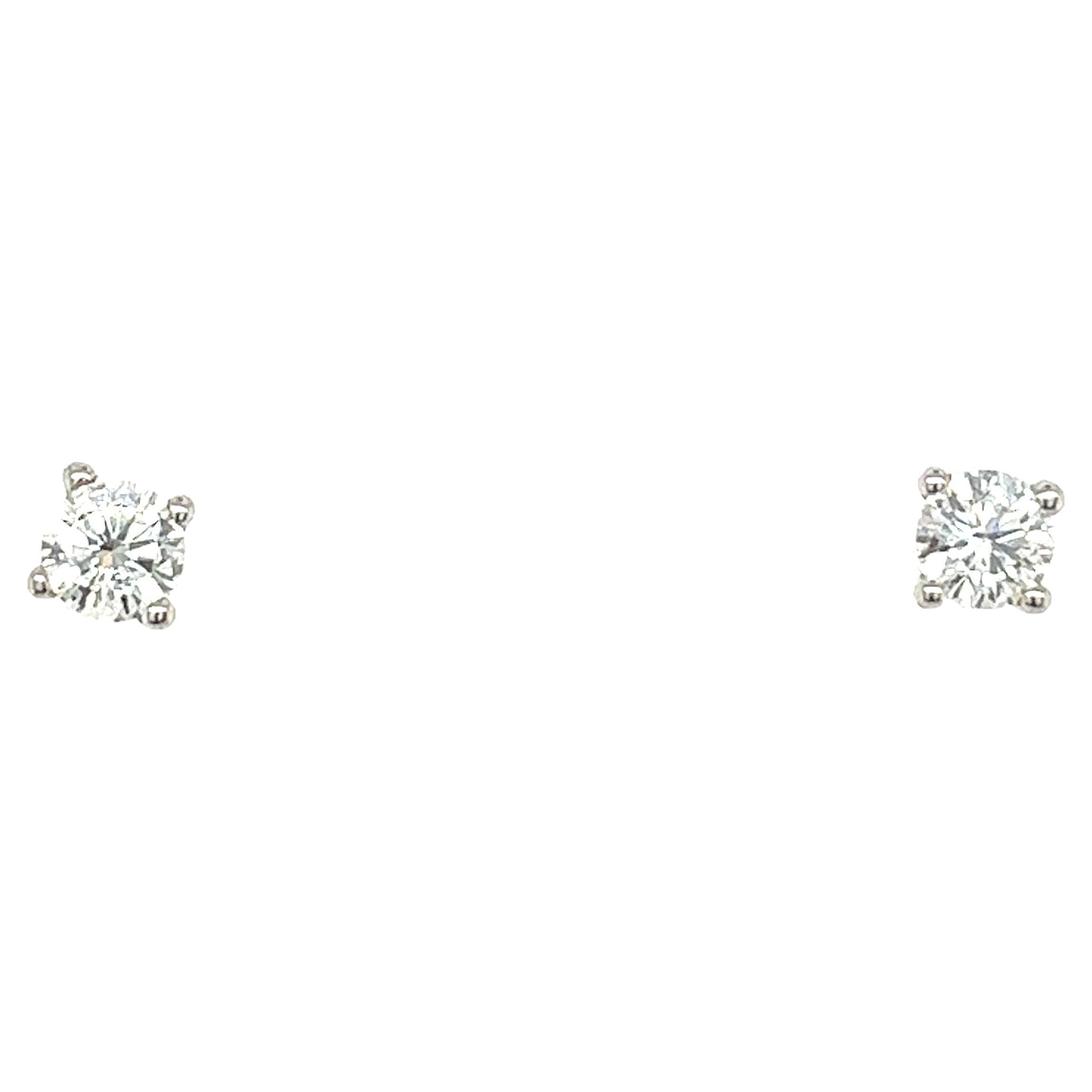 18ct White Gold Diamond Earrings, Total Diamond Weight 0.50ct For Sale