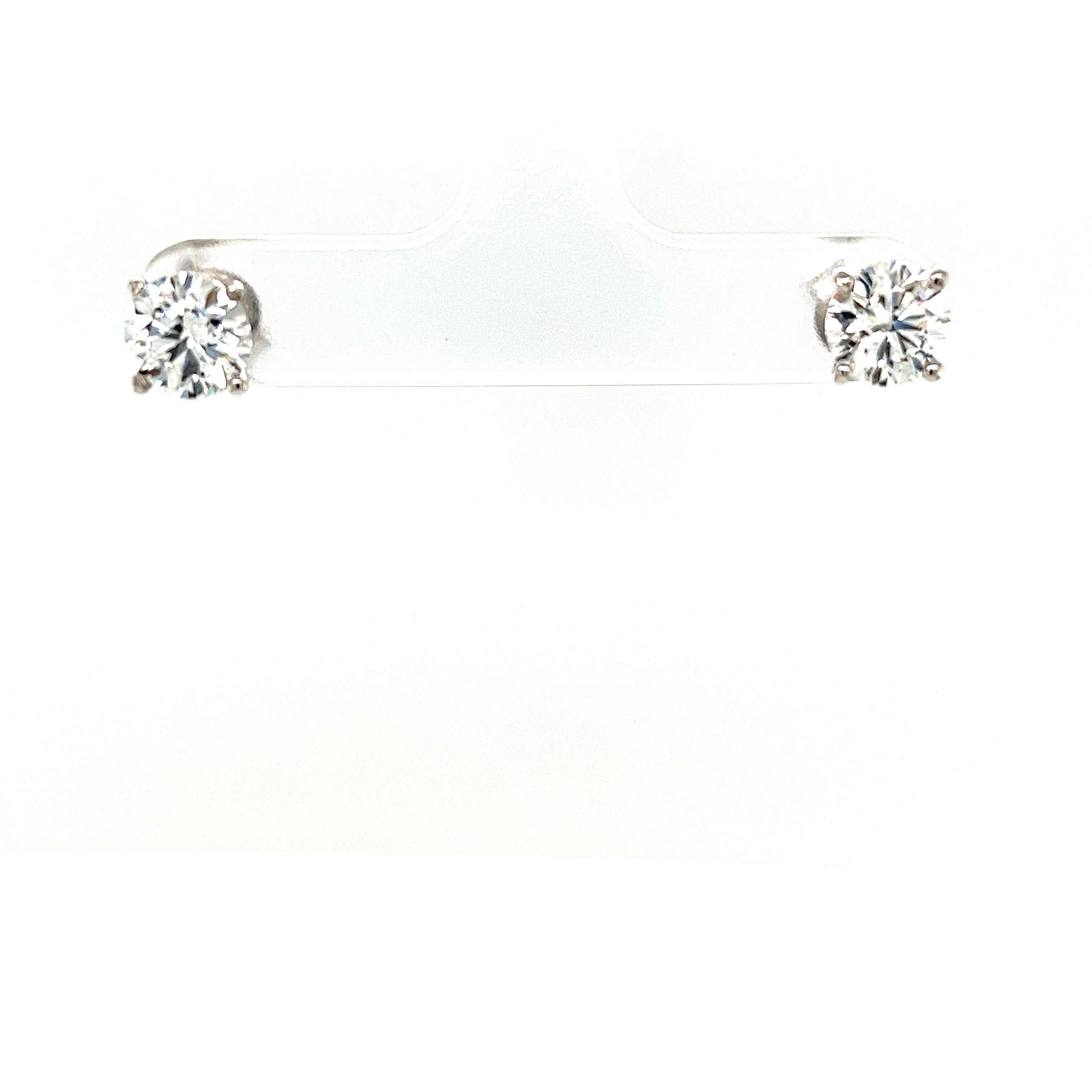 Round Cut 18ct White Gold Diamond Earrings, Total Diamond Weight 2.04ct Lab Created For Sale