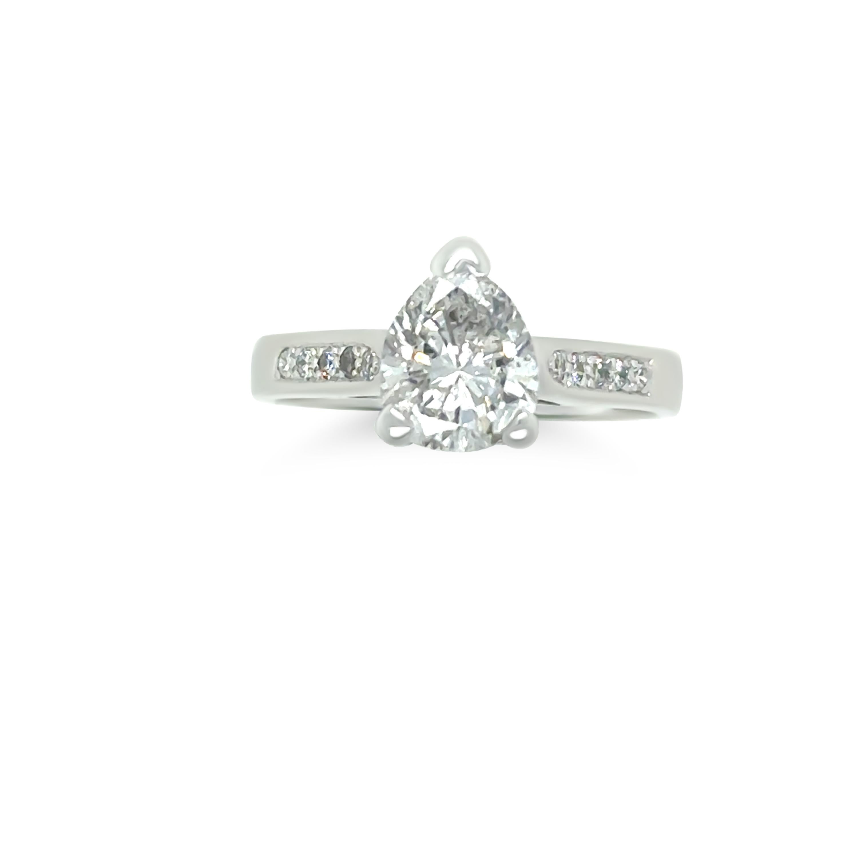 Pear Cut 18ct White Gold Diamond Engagement Ring 1.25ct For Sale