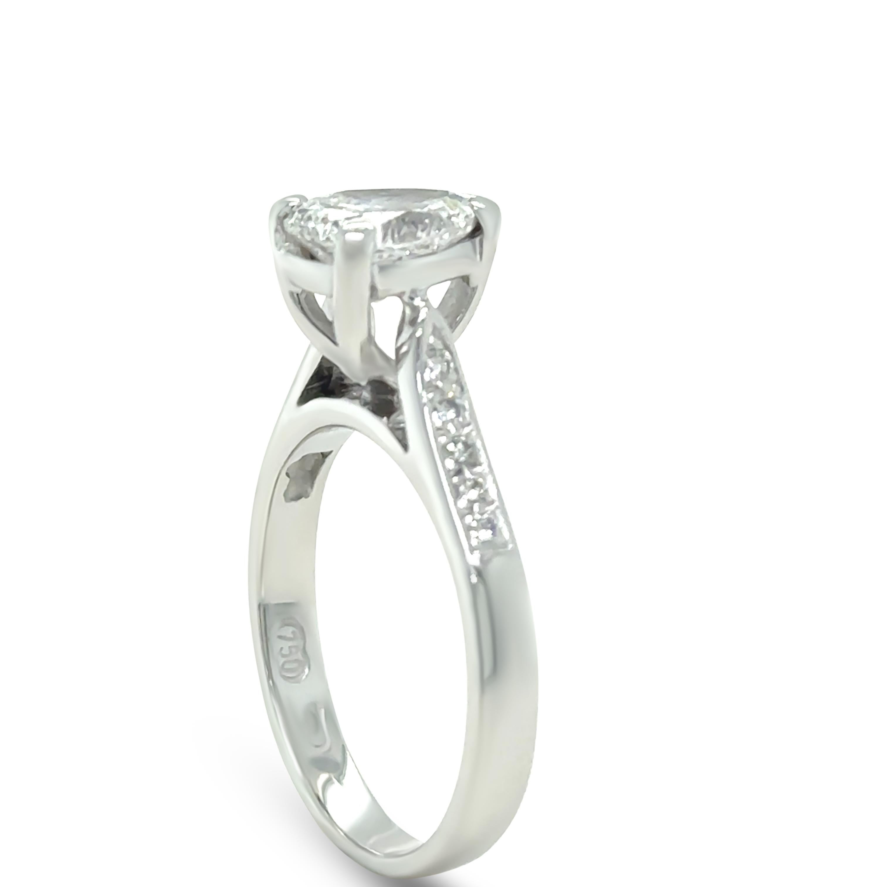 18ct White Gold Diamond Engagement Ring 1.25ct In Excellent Condition For Sale In SYDNEY, NSW