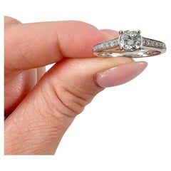 18ct White Gold Diamond Engagement Ring With Diamond Shoulders 0.67ct Total