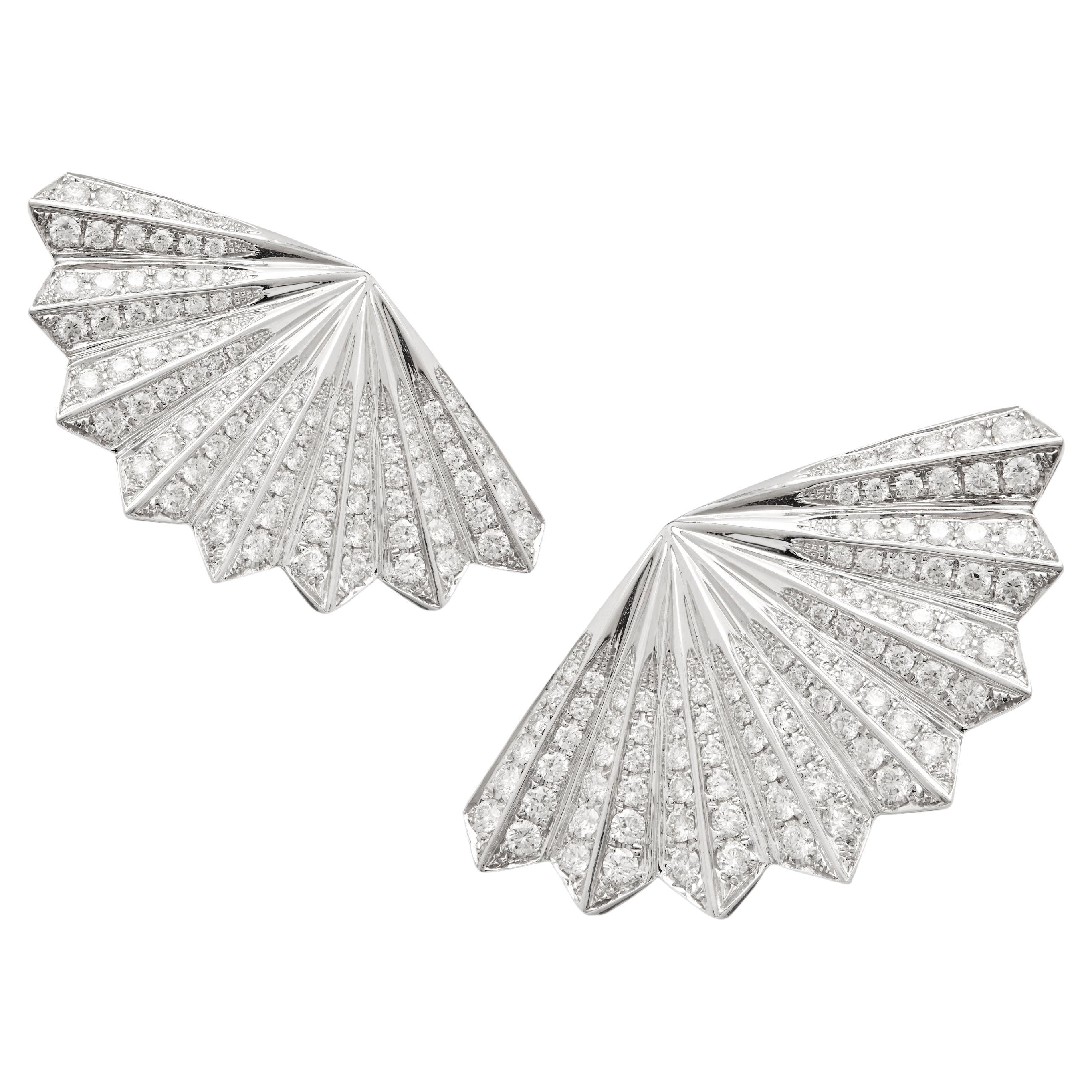 18ct white gold Diamond Fan earrings “Piece Unique”