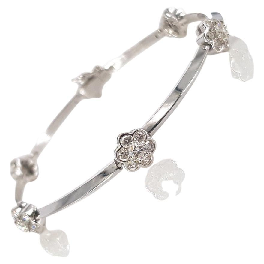 18ct White Gold Diamond Flower Bracelet