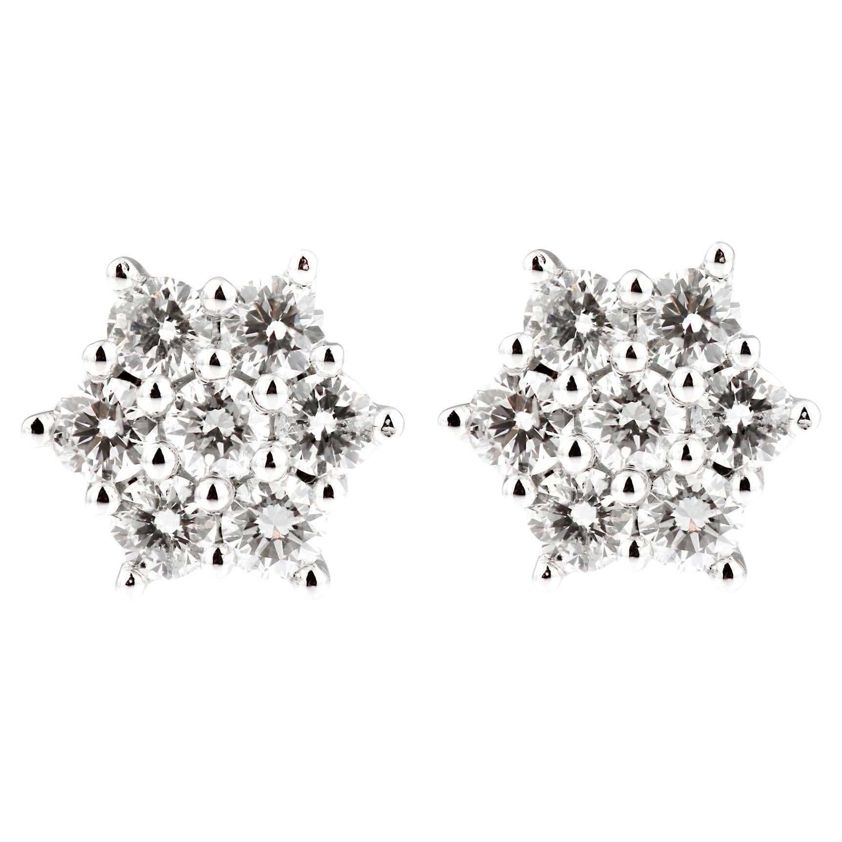 Orecchini a grappolo in oro bianco 18 ct e diamanti