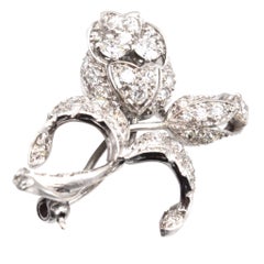 18ct White Gold, Diamond Flower Spray Brooch, 1950s
