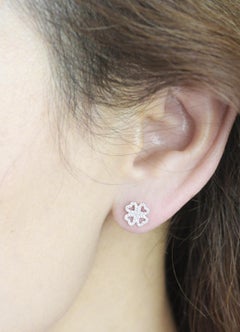 18ct White Gold & Diamond Four Leaf Clover Motif Contemporary Earstuds