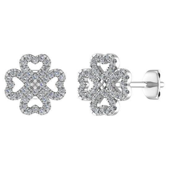 18ct White Gold & Diamond Four Leaf Clover Motif Contemporary Earstuds For Sale
