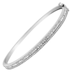 18ct White Gold Diamond Hinged Bangle