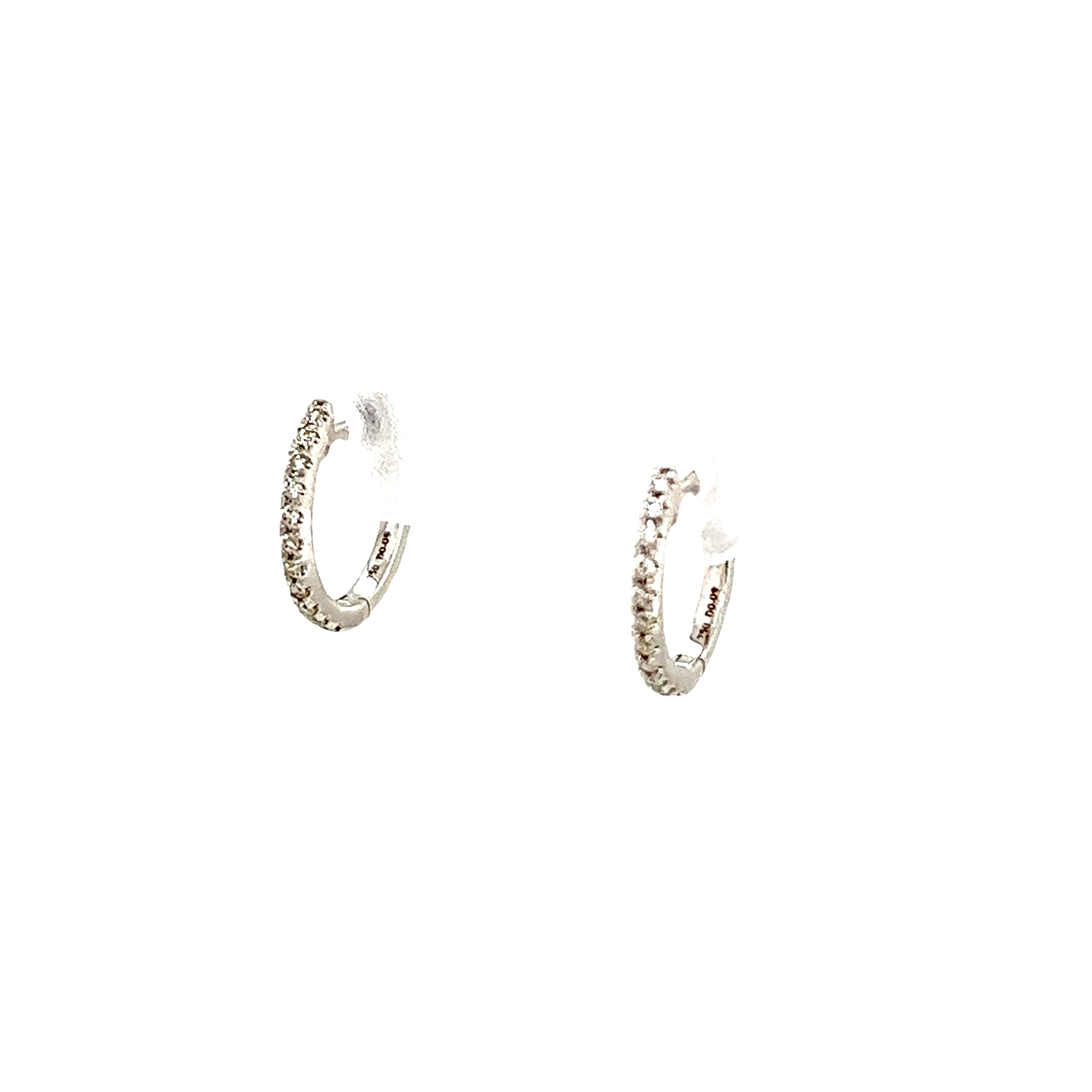 Women's 18ct White Gold Diamond Hoop Earrings, Set With 0.09ct Of Round Diamonds, 11mm For Sale