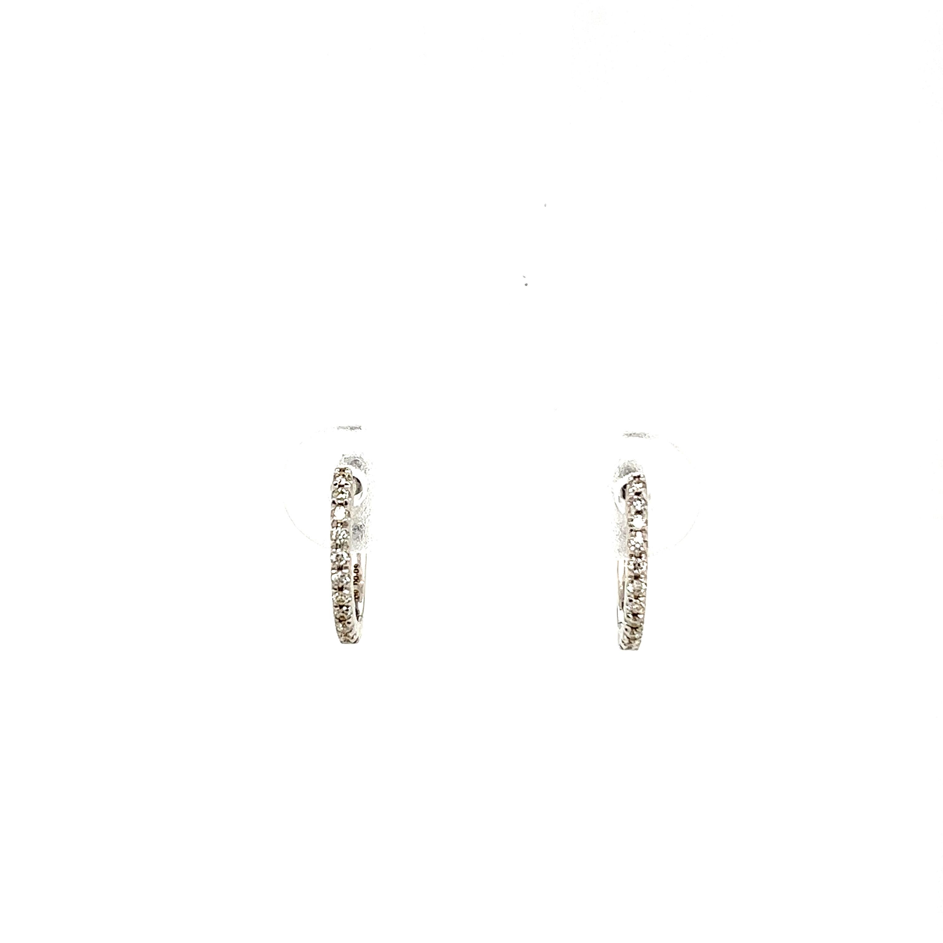 18ct White Gold Diamond Hoop Earrings, Set With 0.09ct Of Round Diamonds, 11mm For Sale 1
