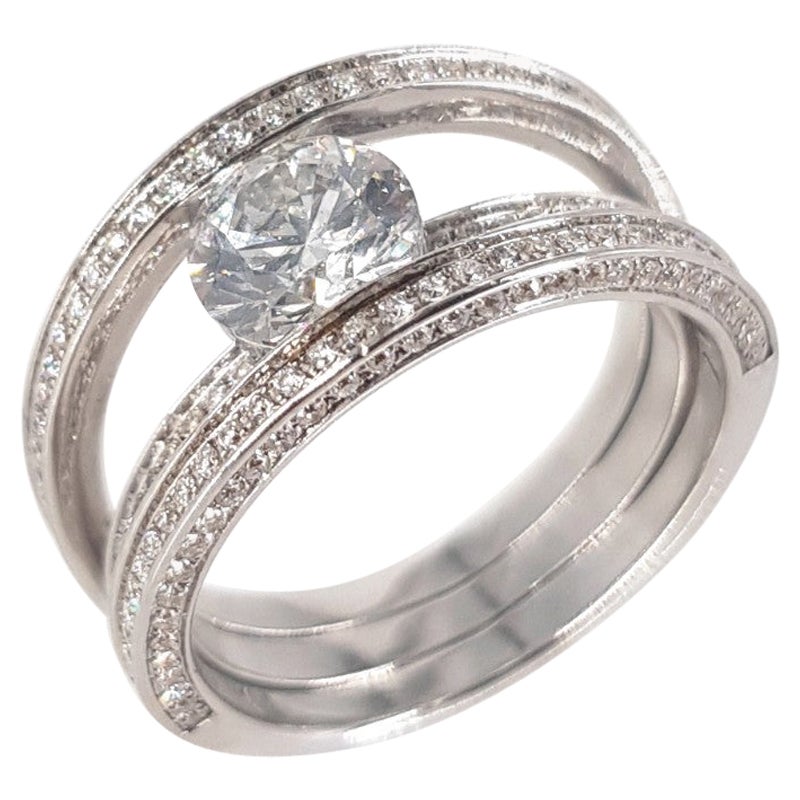 18 Karat Weißgold Diamant Illusions gefasster Ring im Angebot