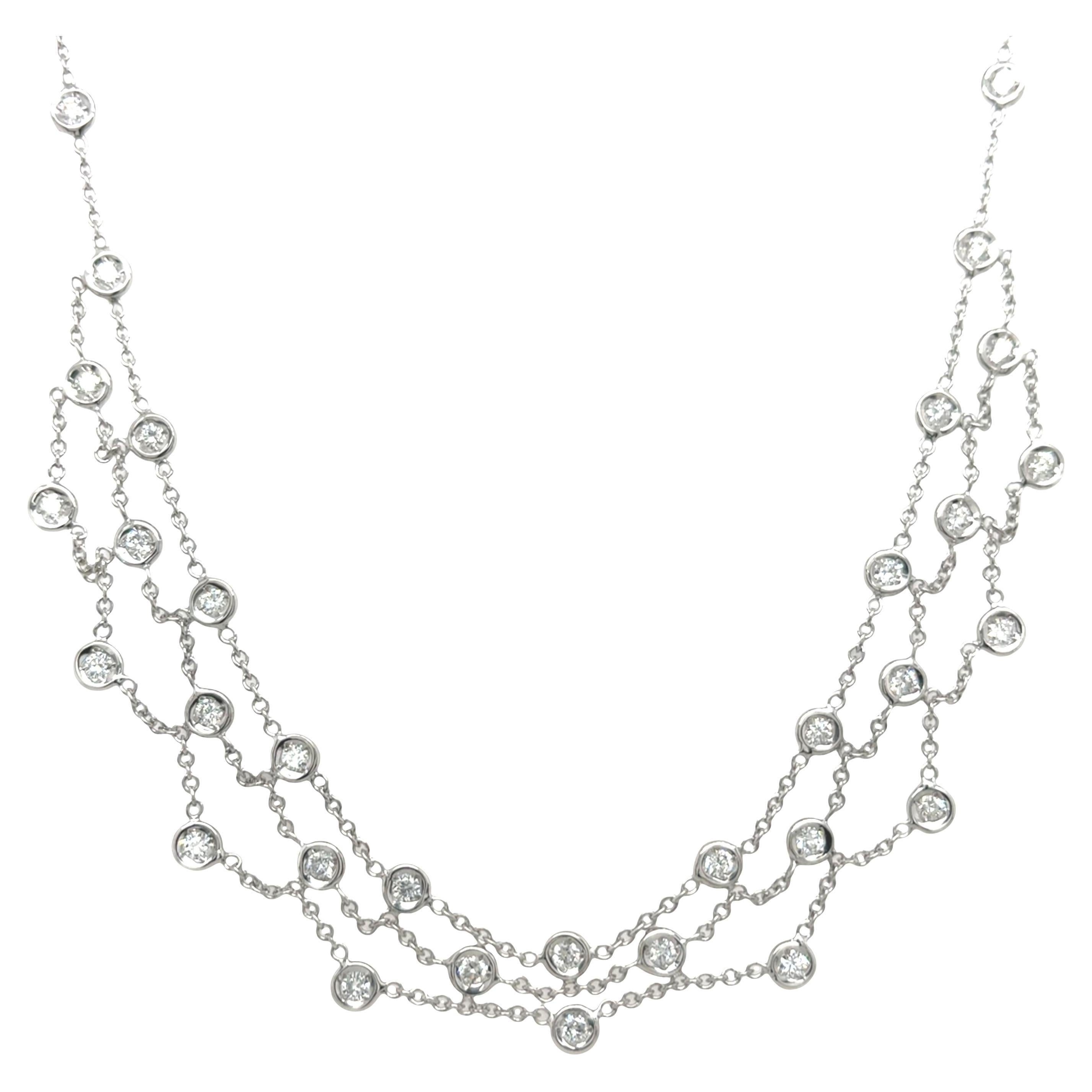 Collana di diamanti in oro bianco 18ct - Peso totale dei diamanti 1,0ct in vendita