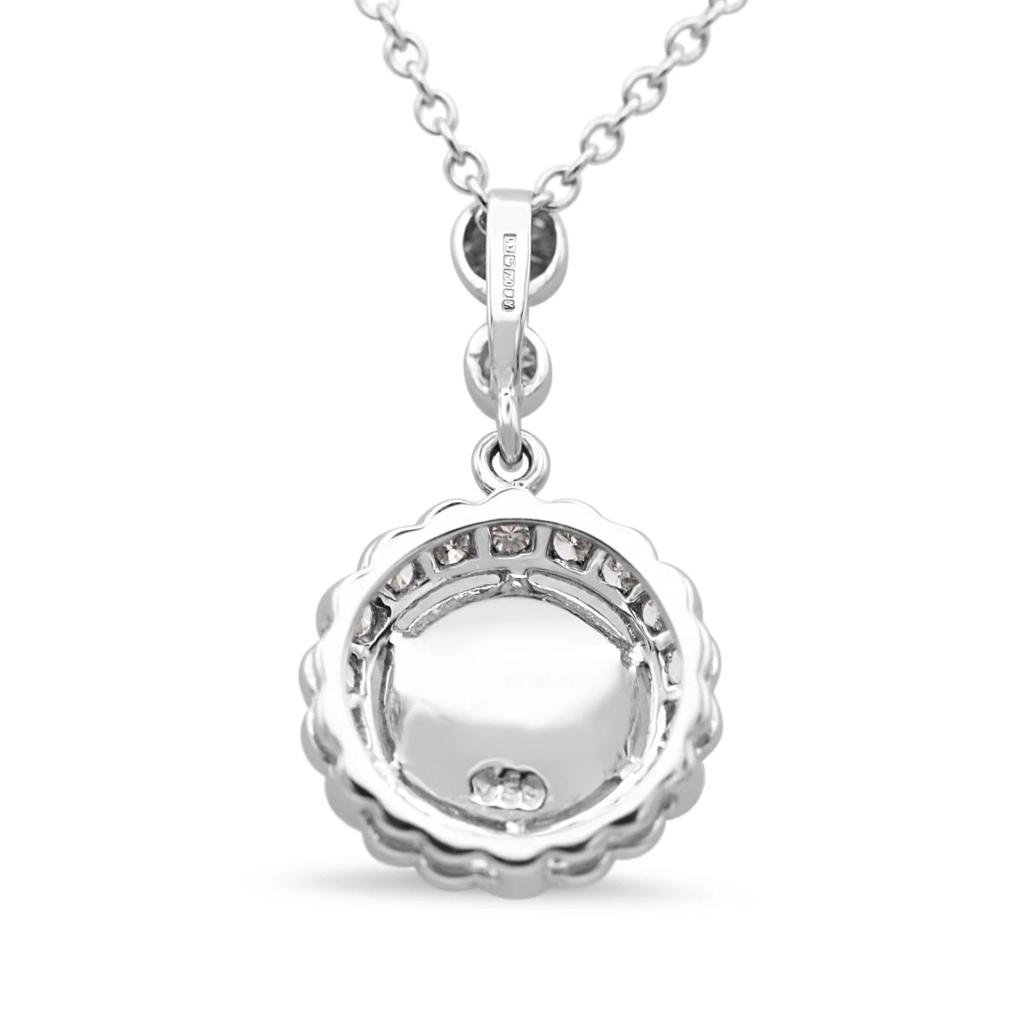 Brilliant Cut 18ct White Gold Diamond & Opal Cluster Necklace 16