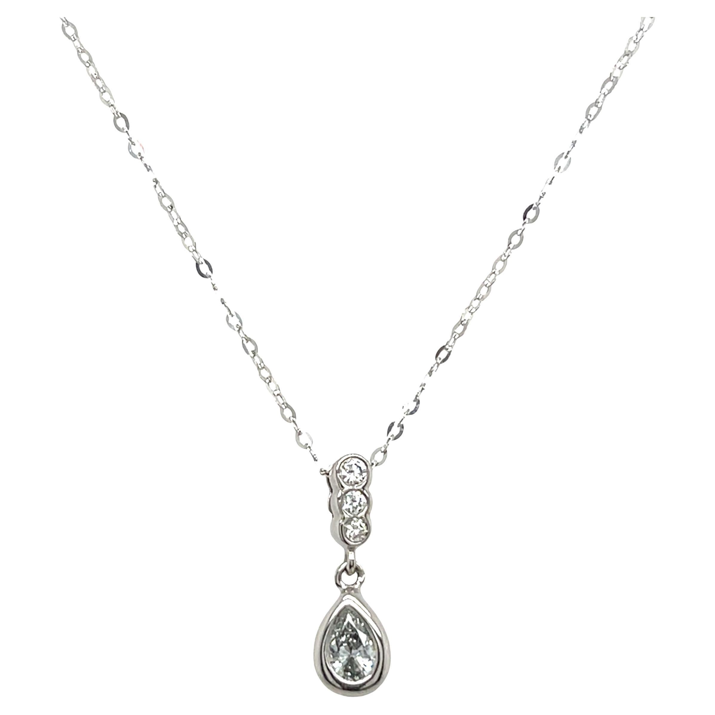 Ciondolo con diamante in oro bianco 18ct - 0,30ct di diamanti naturali