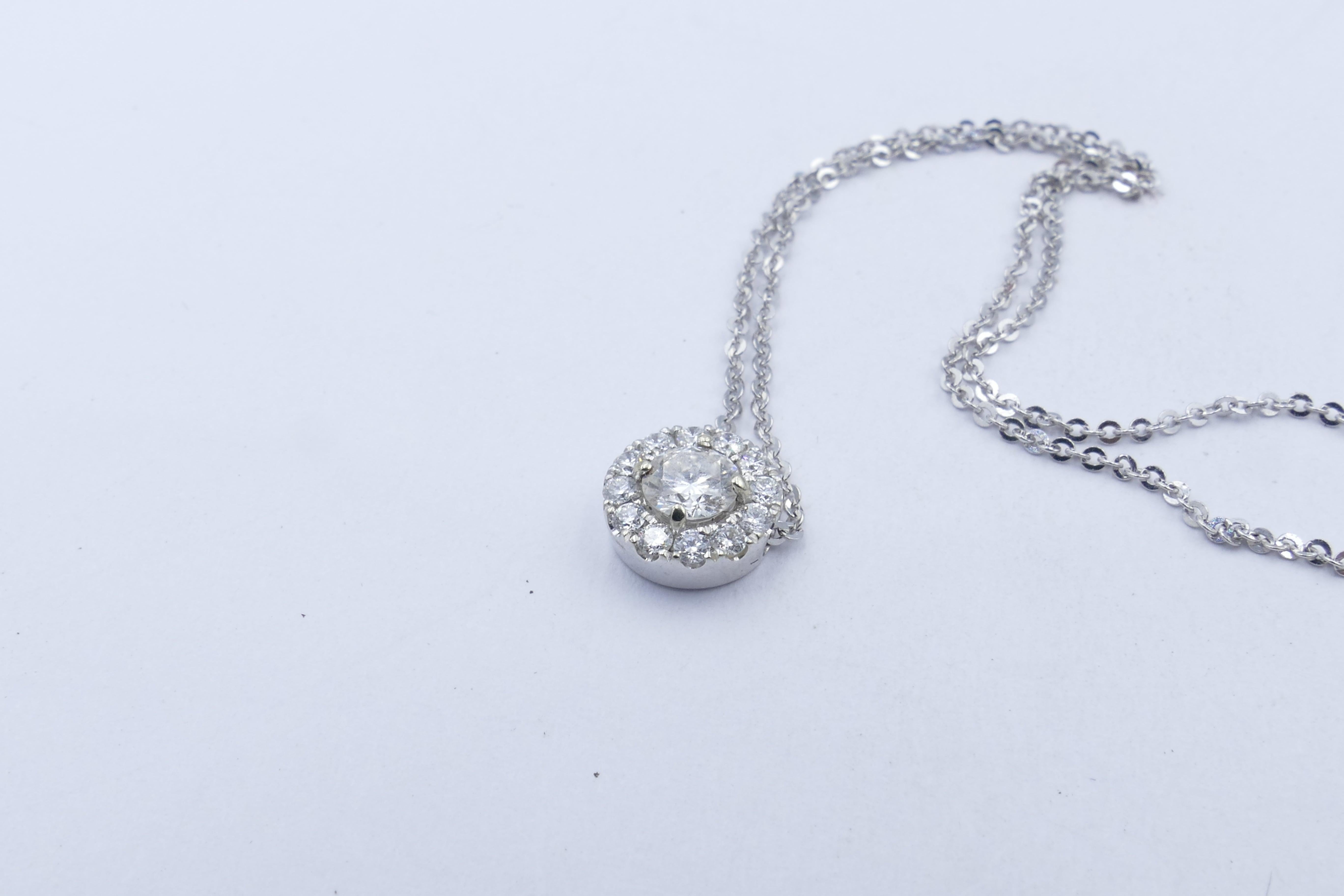 Modern 18 Carat White Gold Diamond Pendant Necklace For Sale