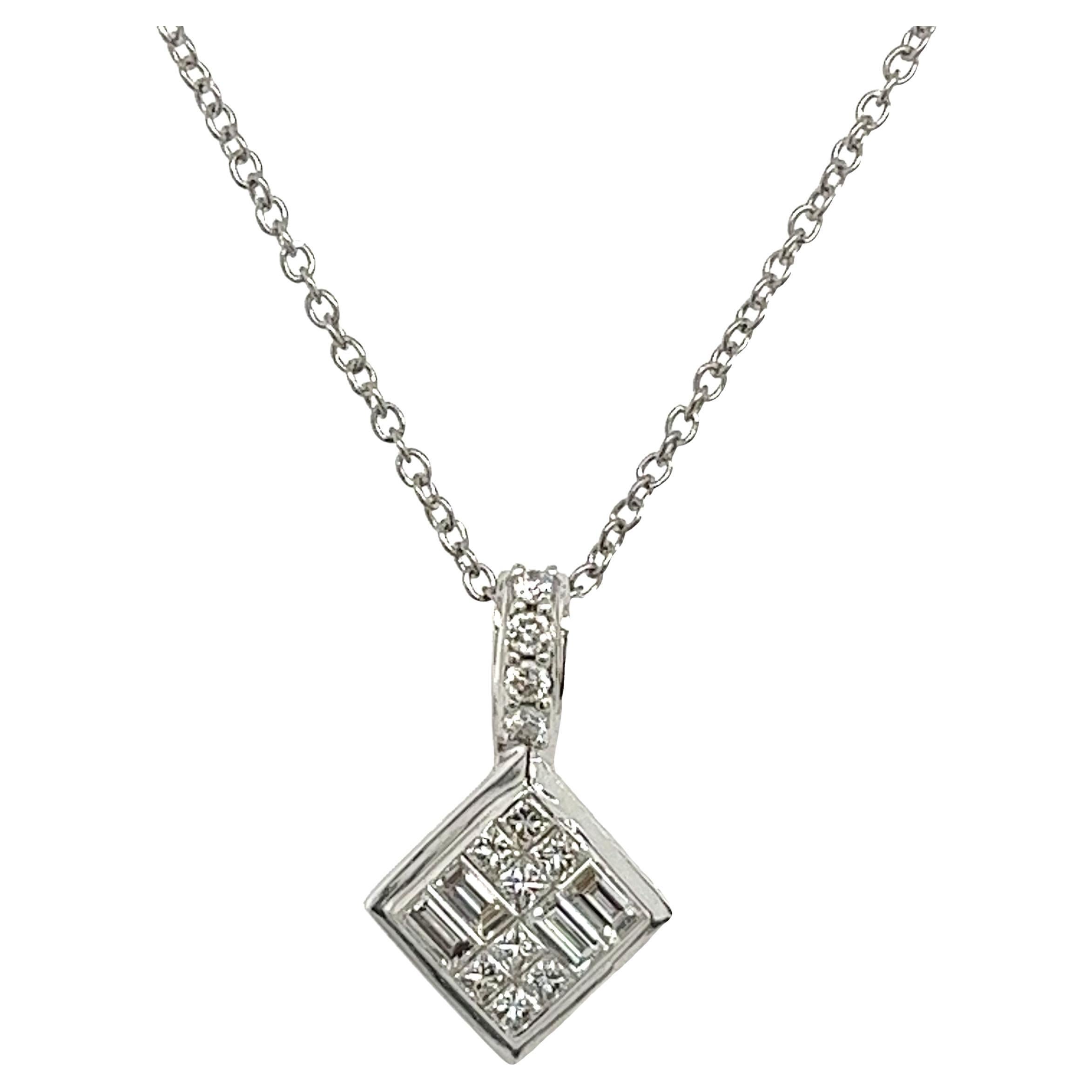 18ct White Gold Diamond Pendant Set With 0.25ct natural Diamonds on a chain