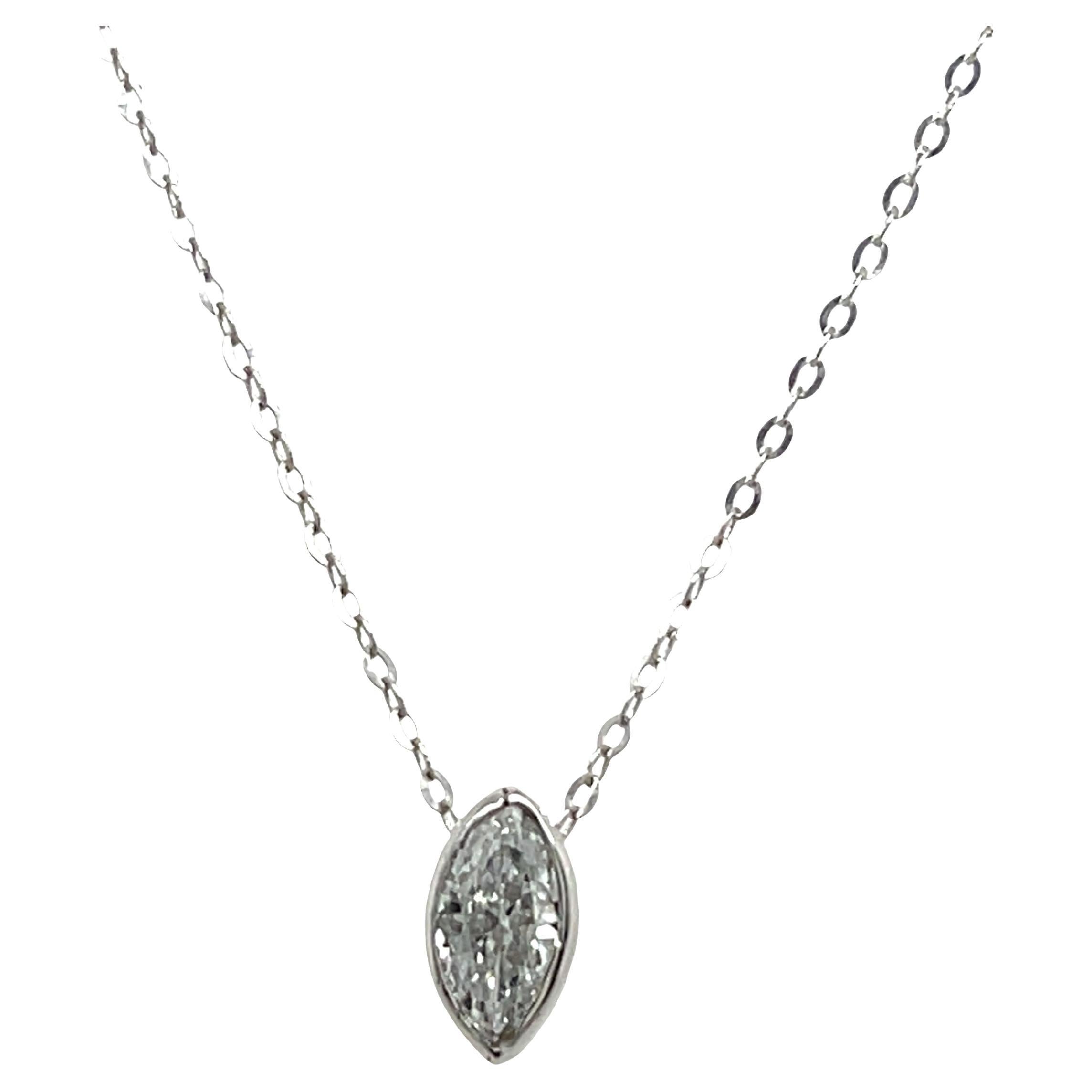 Ciondolo in oro bianco 18ct con diamante rotondo 0,35 incastonato in vendita