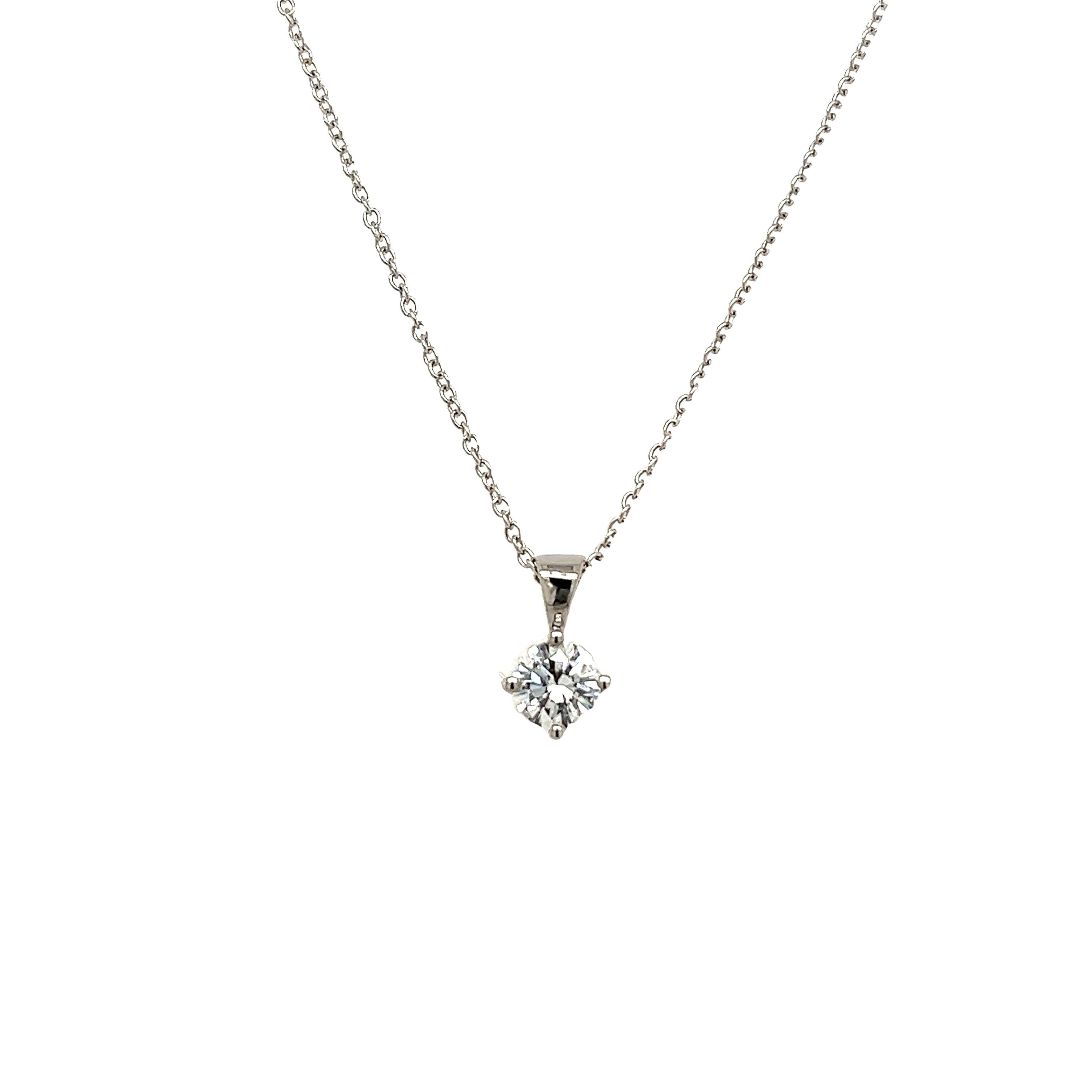 18ct White Gold Diamond Pendant Set With 0.41ct Round Brilliant Cut Diamond For Sale 1