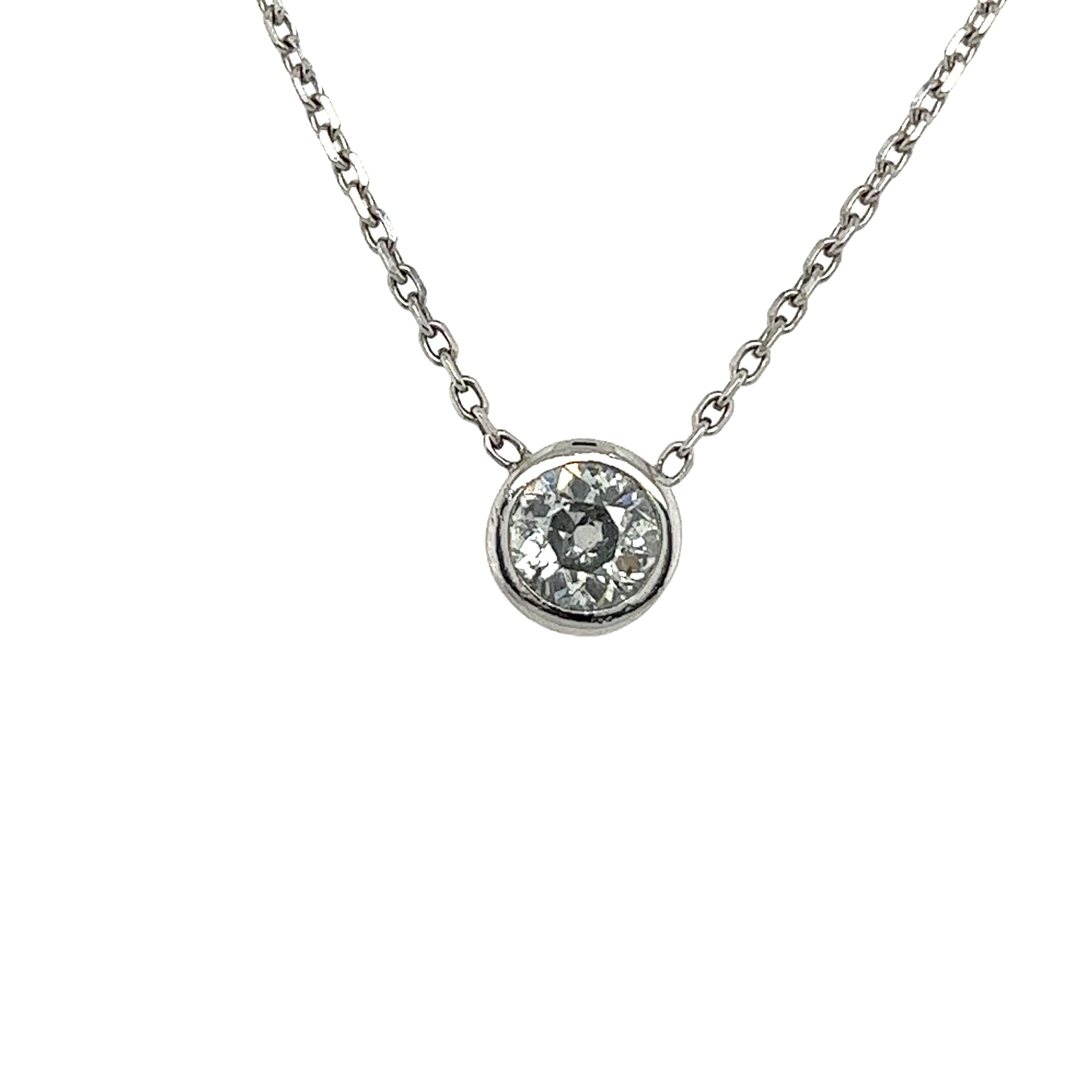 Round Cut 18ct White Gold Diamond Pendant Set With 0.45ct Round Brilliant Cut Diamond