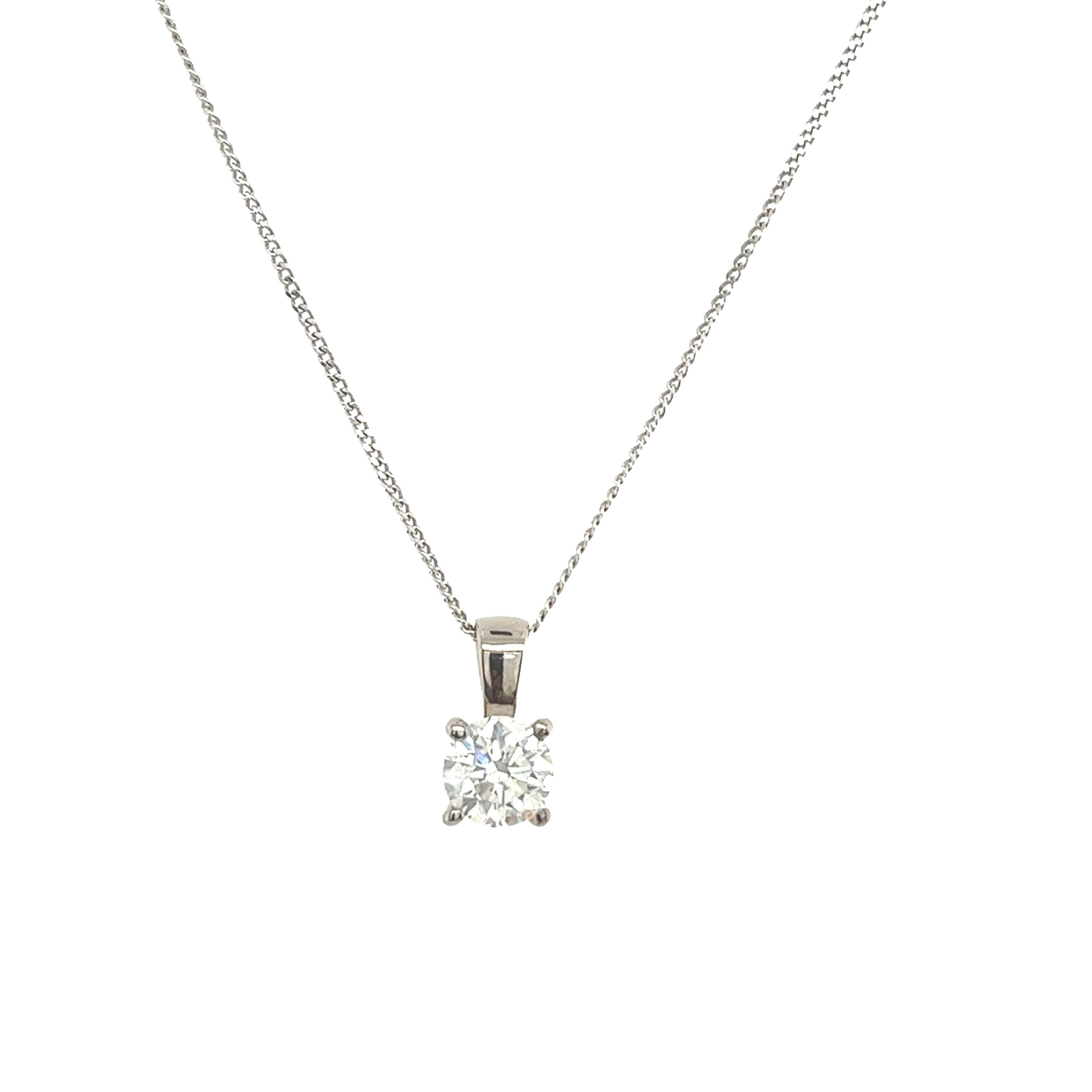 18ct White Gold Diamond Pendant, Suspended from 18
