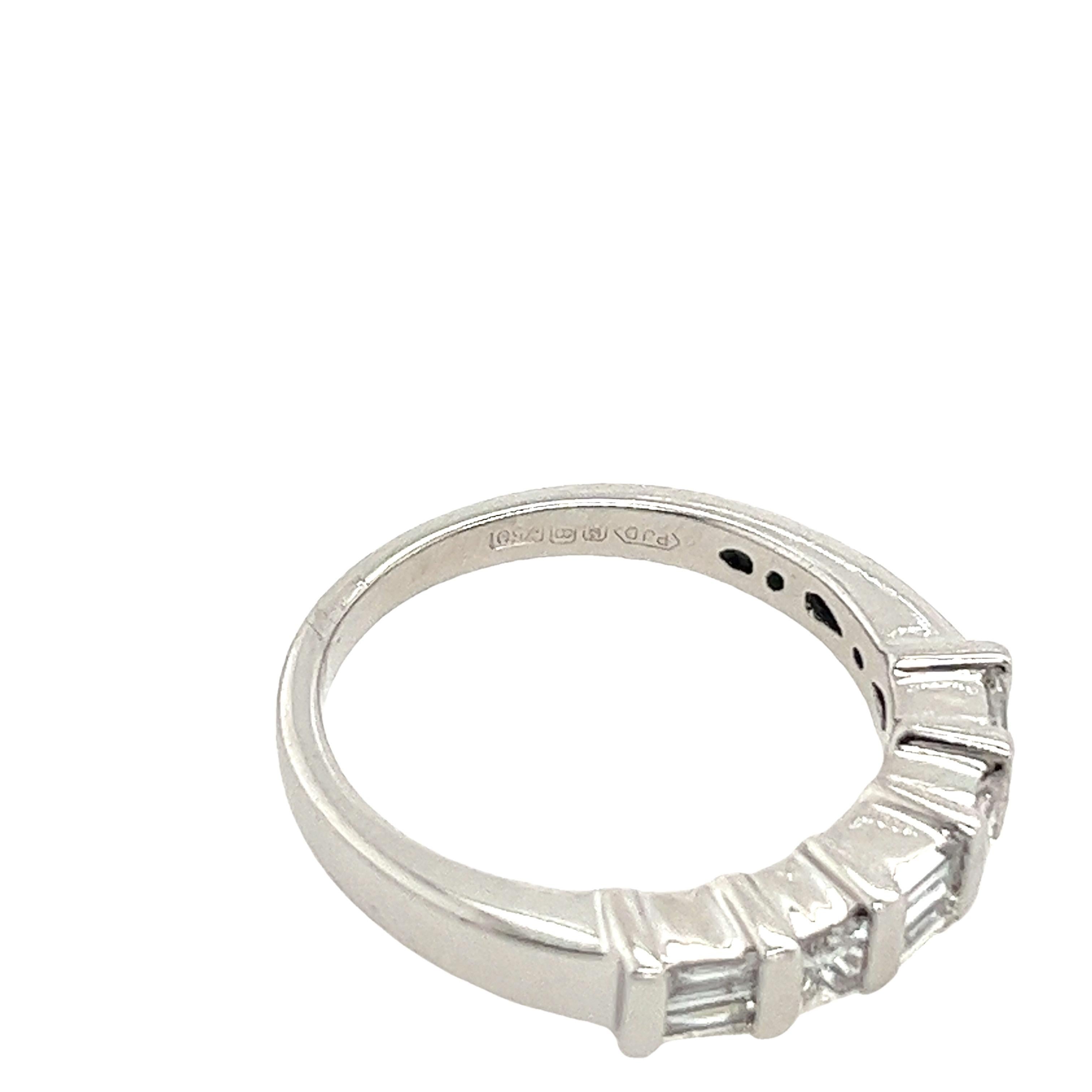 Baguette Cut 18ct White Gold Diamond Ring, Set With 0.45ct Natural Diamonds For Sale