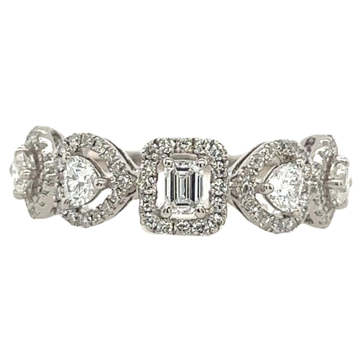 18ct White Gold Diamond Ring Set With Multi Shape Diamonds, 0.86ct