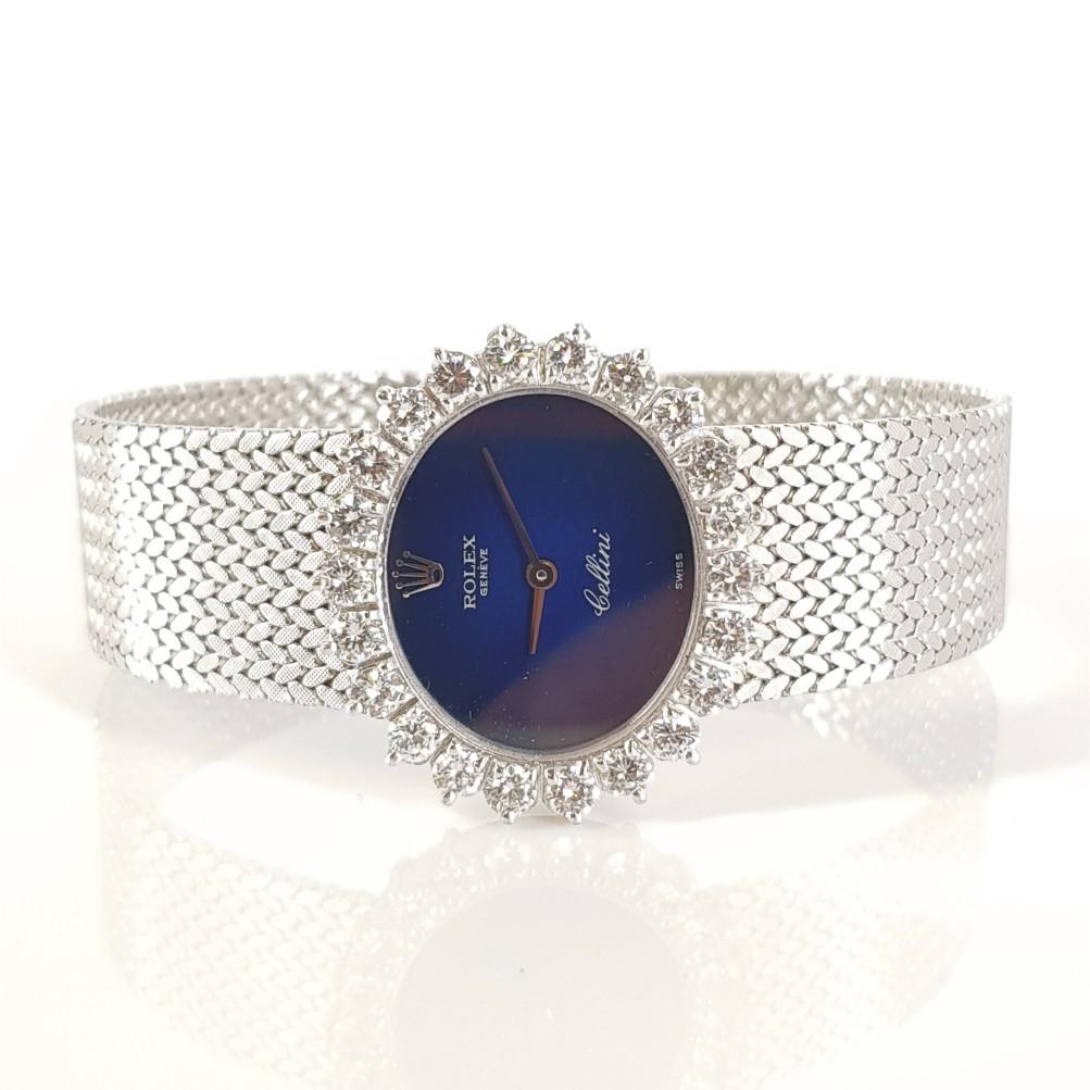 Round Cut 18ct White Gold & Diamond Rolex Cellini