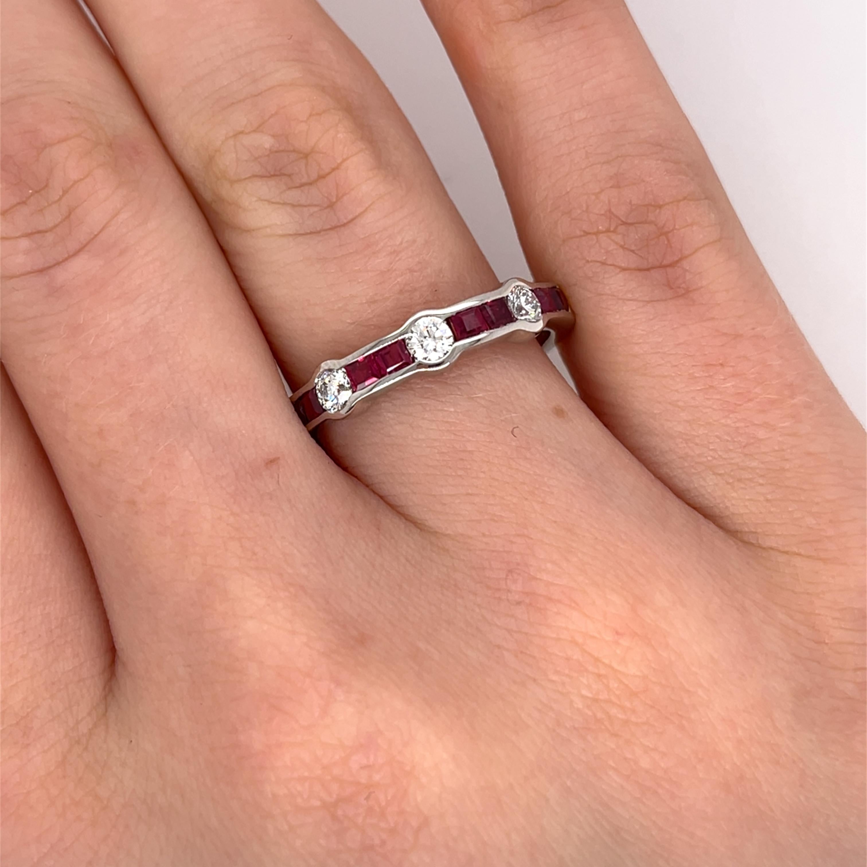 18ct White Gold Diamond & Ruby Ring 1