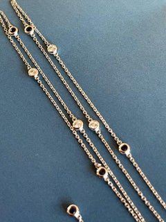 18ct White Gold Diamond Sapphire Necklace 0.50ct By The Yard Chain Half Carat