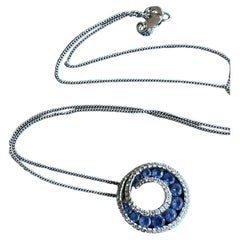 Collier en or blanc 18ct Diamond Sapphire 0.60ct DIA 2 Carat SAPPHIRE Pendentif