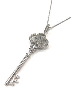 18 Carat White Gold Diamond Set Tiffany Style Key Pendant