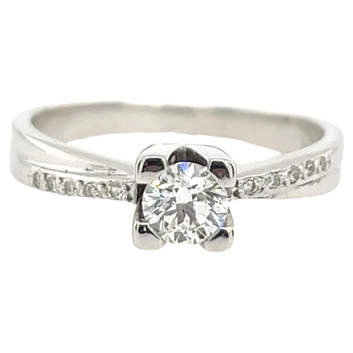 18 Karat Weißgold Diamant Solitär-Ring mit 0,38 Karat H/SI
