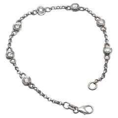Pulsera de oro blanco de 18 quilates con diamantes, estilo vintage de los años 70
