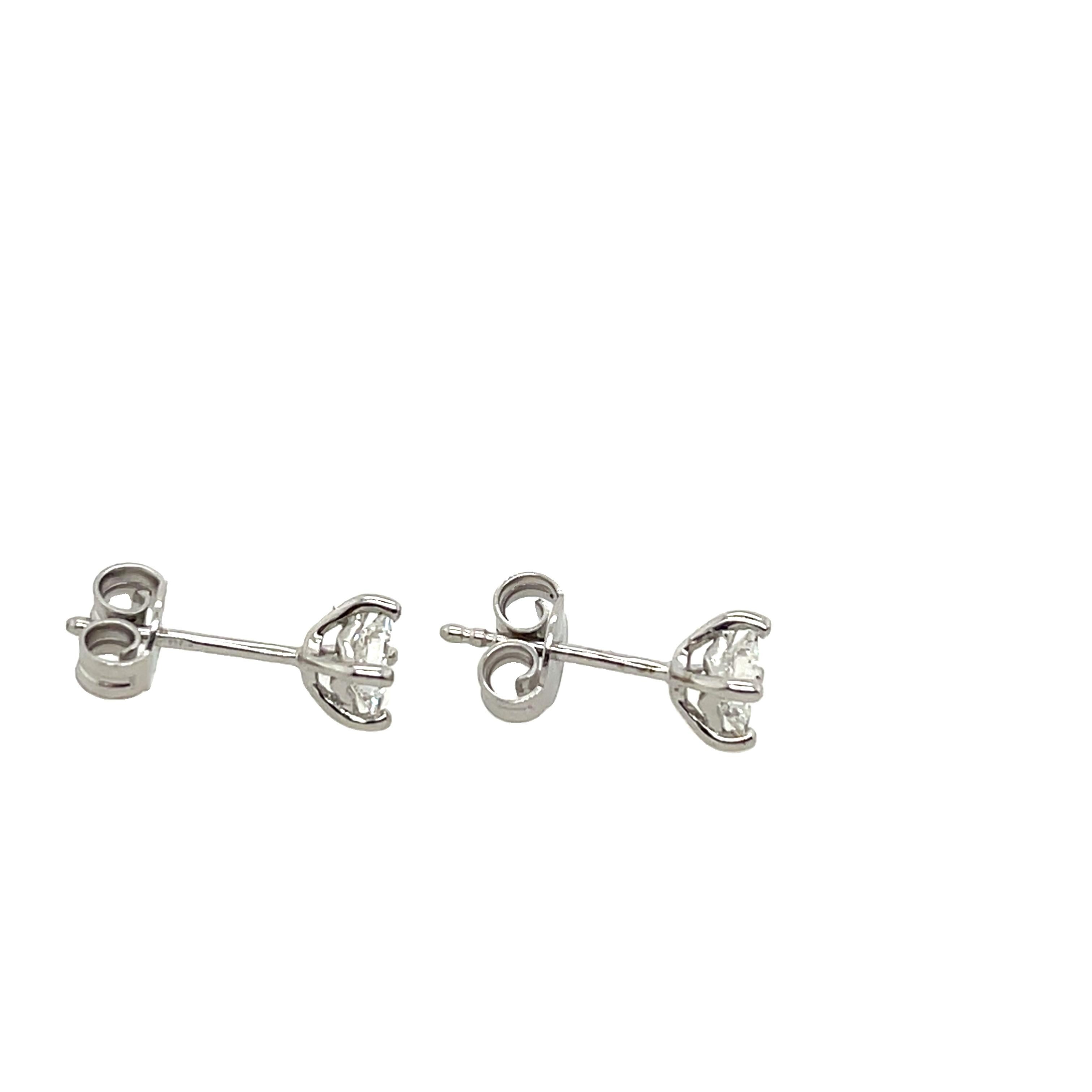 This pair of diamond stud earrings features a total of 0.52ct of round brilliant cut diamonds set in 9ct white gold. They're perfect for everyday and can be worn with any outfit.

Total Diamond Weight: 0.52ct
Diamond Colour: H
Diamond Clarity: