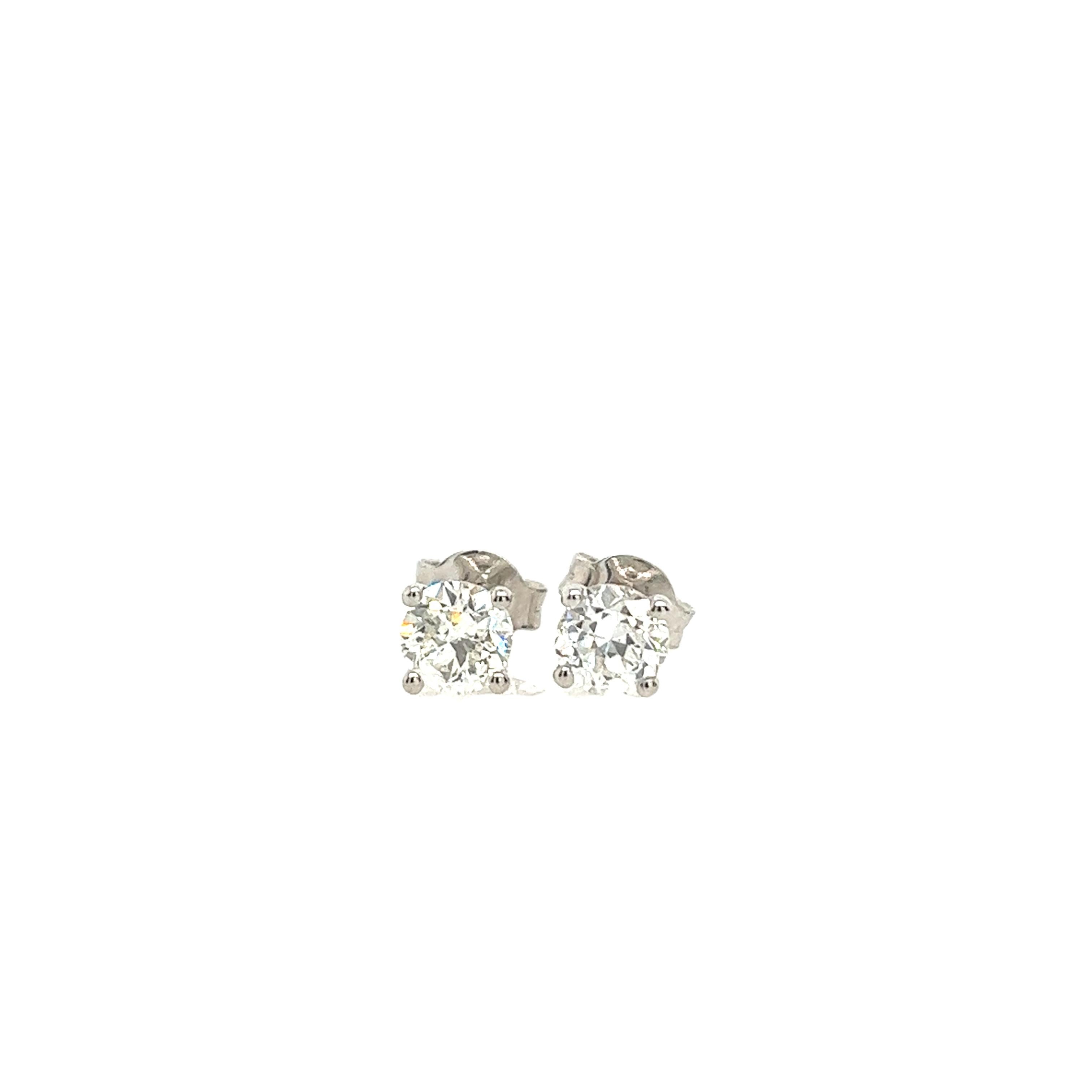 Women's 18ct White Gold Diamond Stud Earrings, 1.23ct Total Diamond Weight