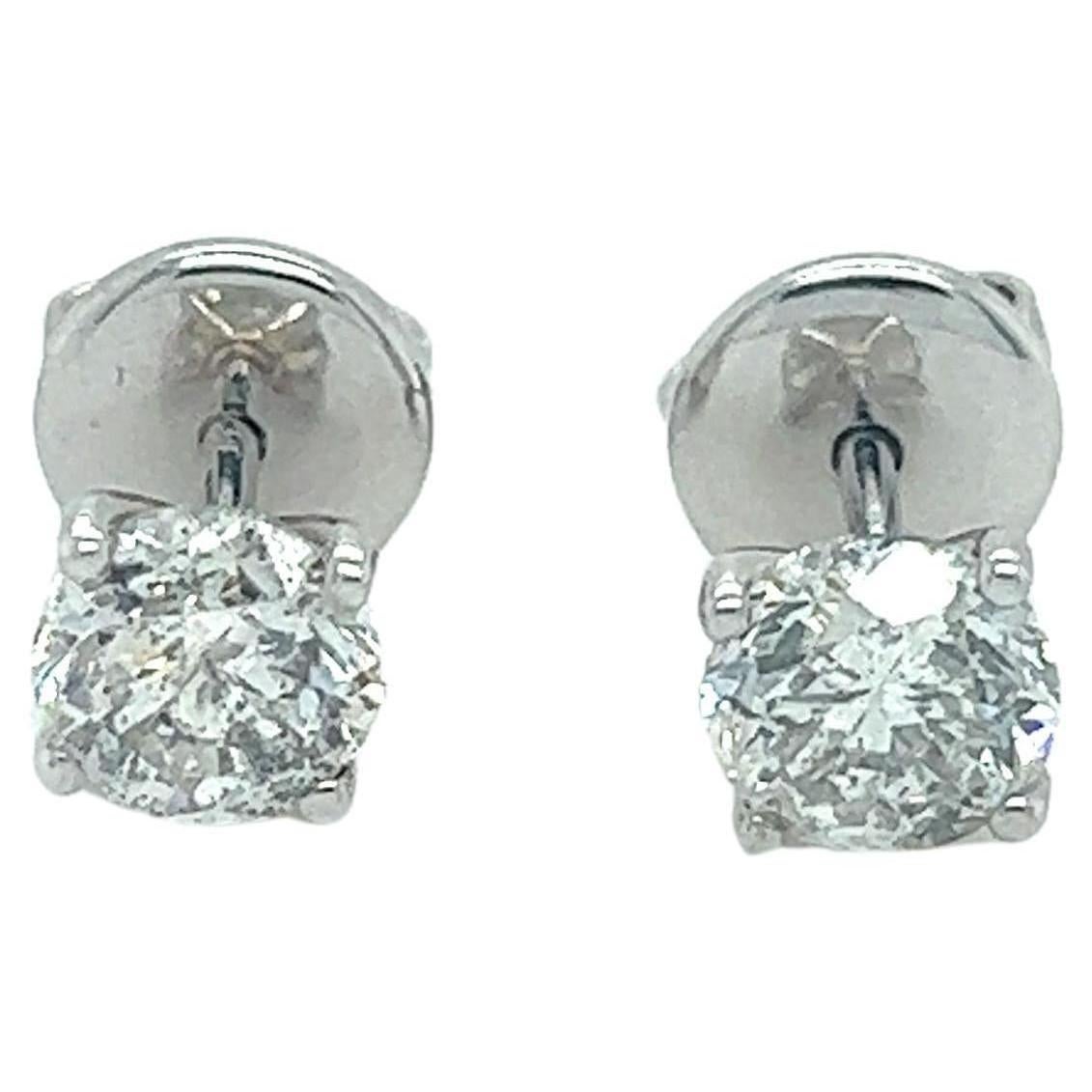 18ct white gold diamond stud earrings, 1.42ct H Colour Si  For Sale