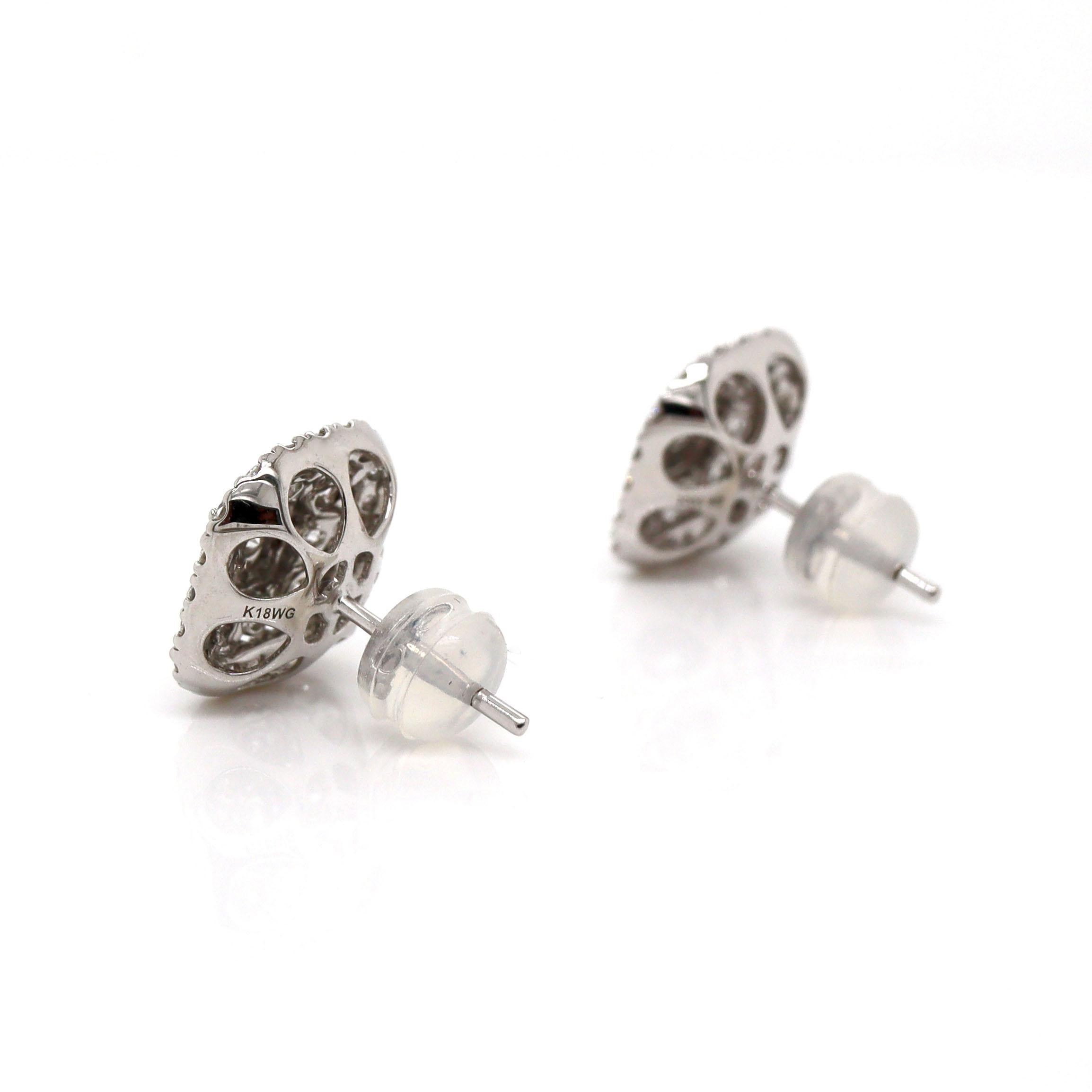 Mixed Cut 18CT White Gold Diamond Stud Earrings For Sale