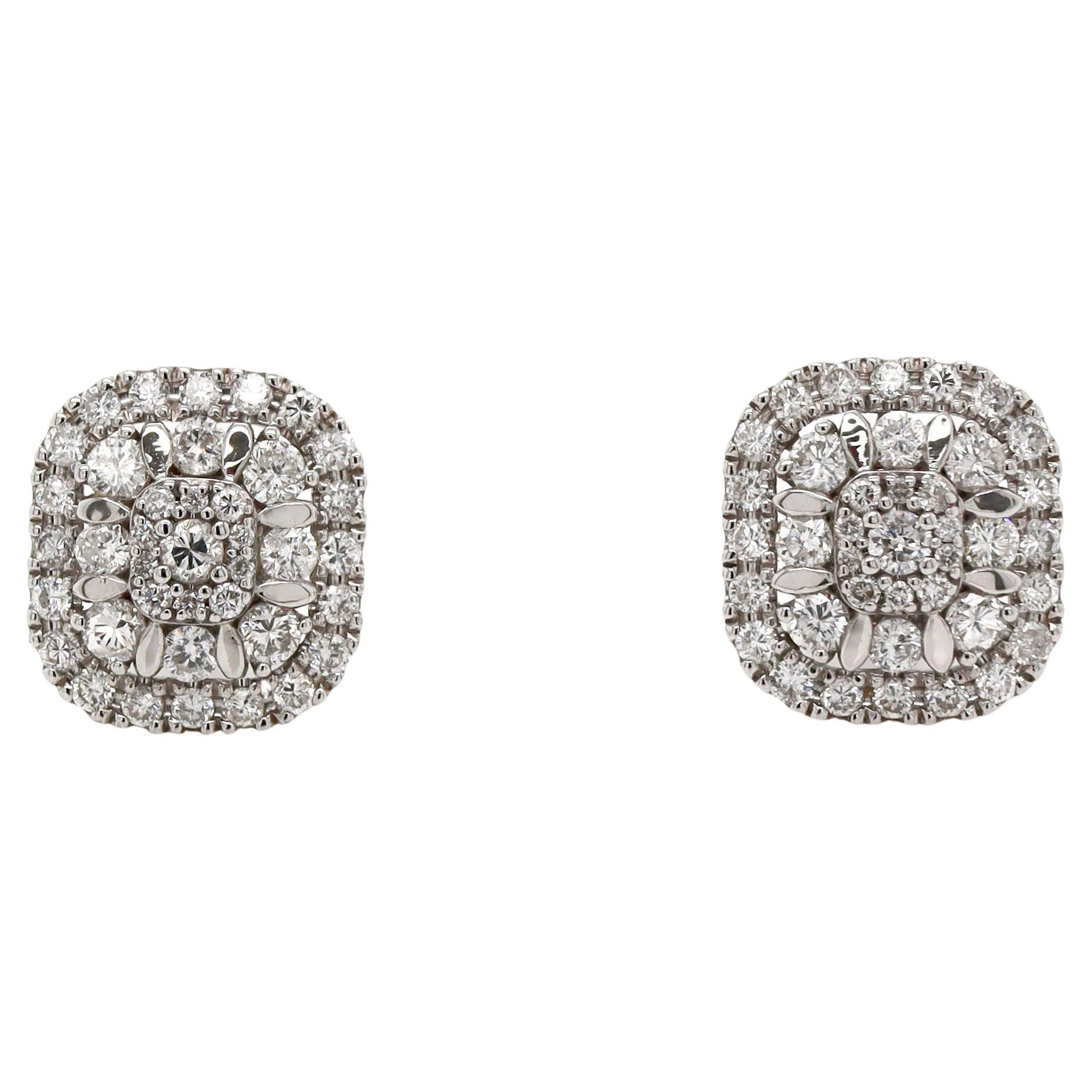 18CT White Gold Diamond Stud Earrings