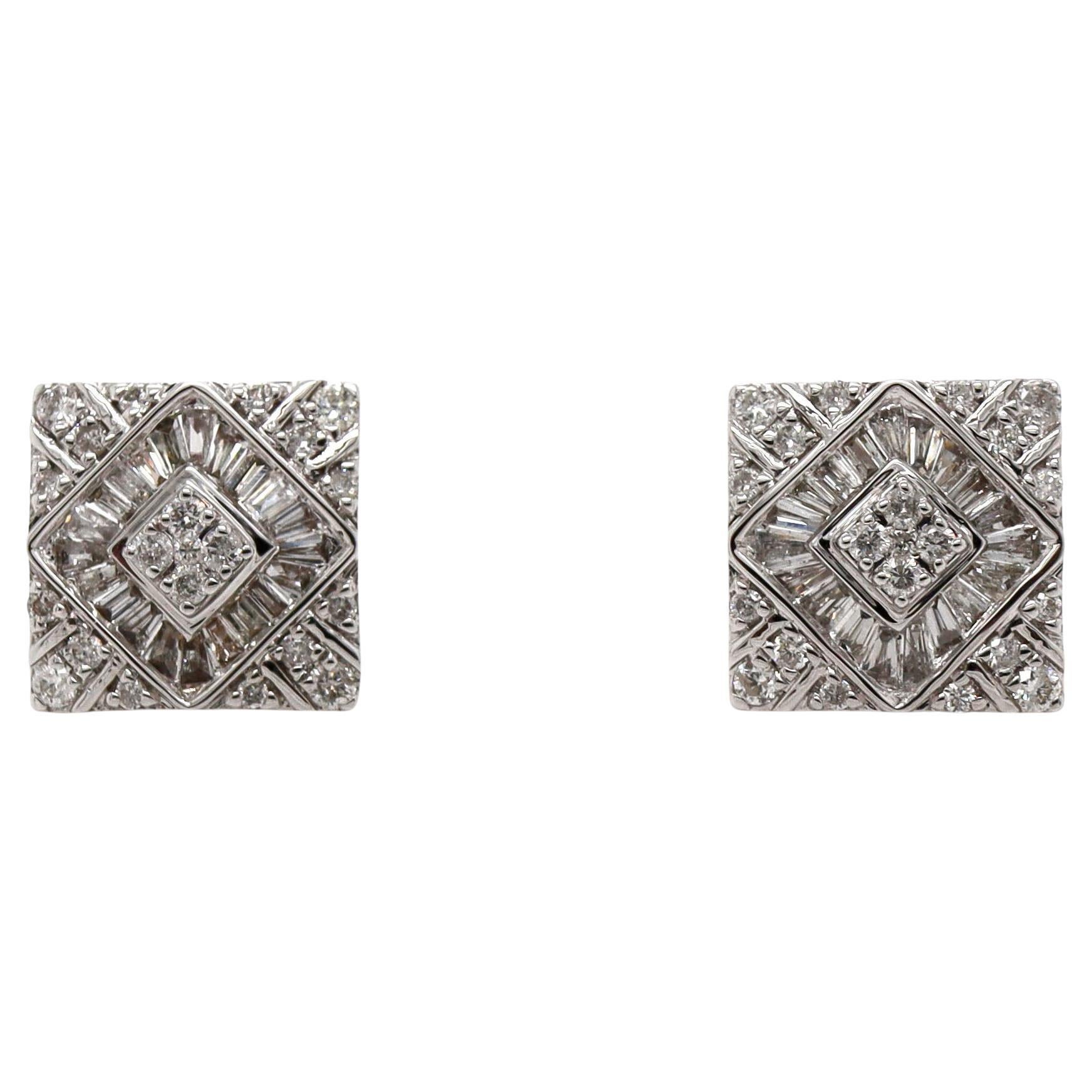 18CT White Gold Diamond Stud Earrings