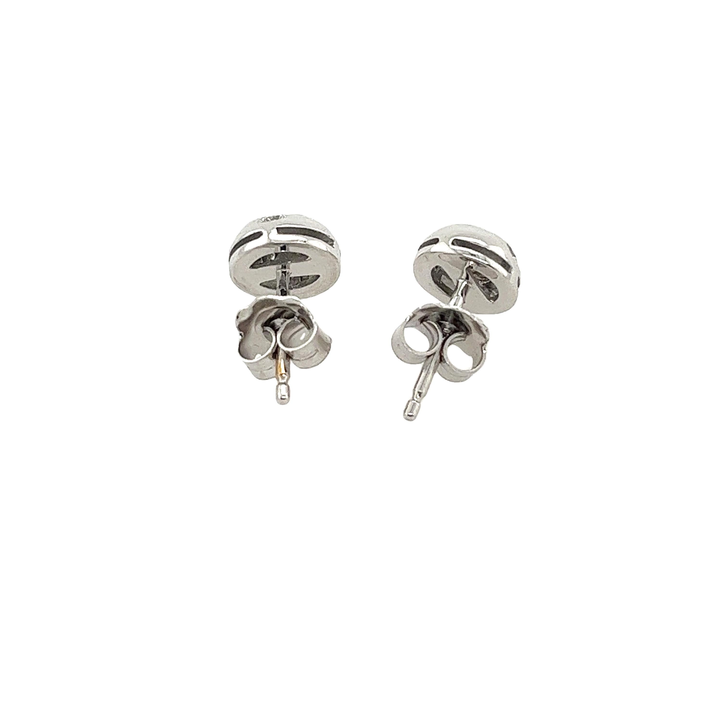 Women's or Men's 18ct White Gold Diamond Stud Earrings Set With 0.38ct Natural Diamonds For Sale