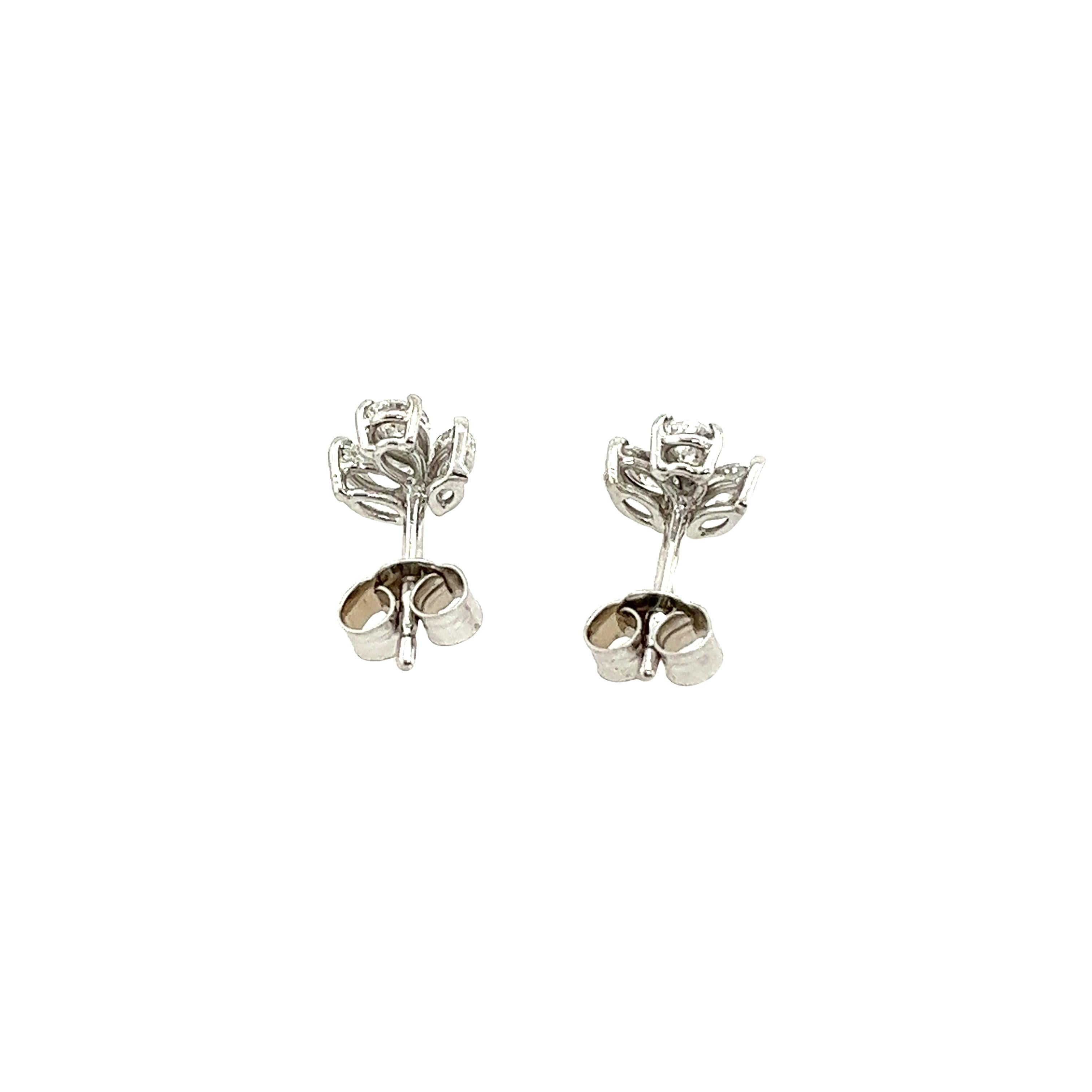 These stunning natural diamond earrings are the perfect pair to add to your collection. 
They are set in 18ct white gold. The pair is set with a mix of marquise shape diamonds & pear shape diamonds, with a total diamond weight of 0.80ct.
Total