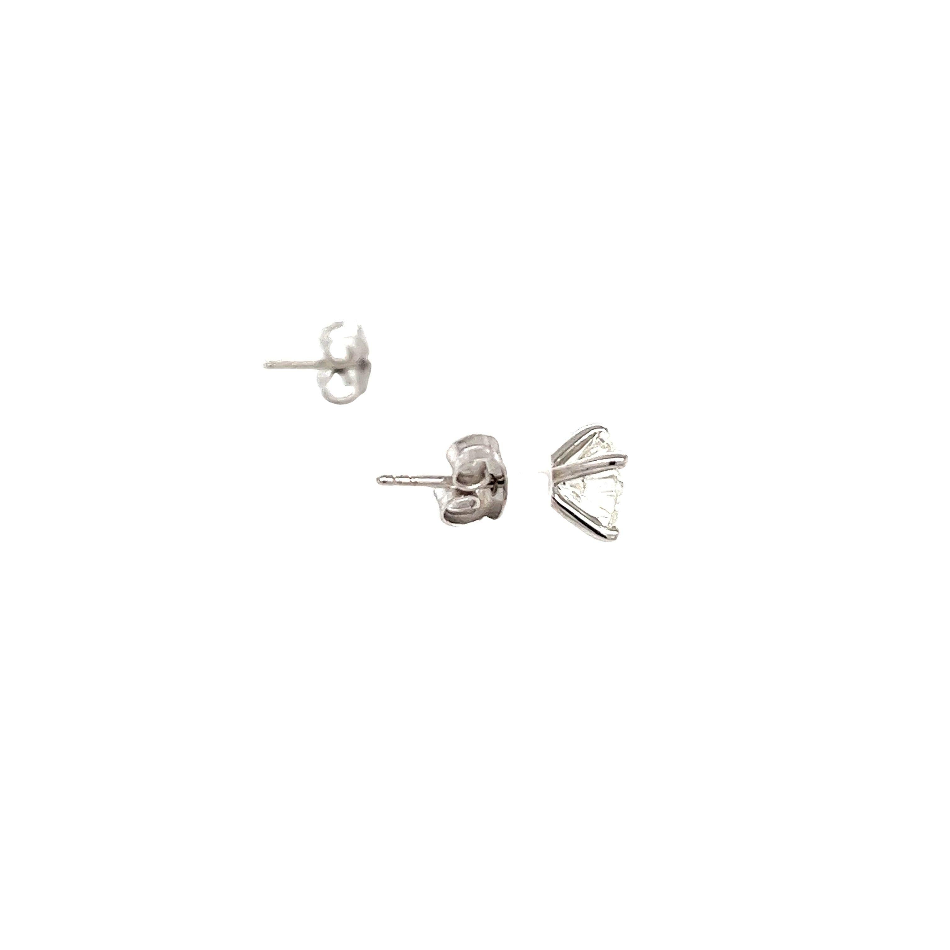 Round Cut 18ct White Gold Diamond Stud Earrings, Set With 2.06ct Natural Diamonds For Sale