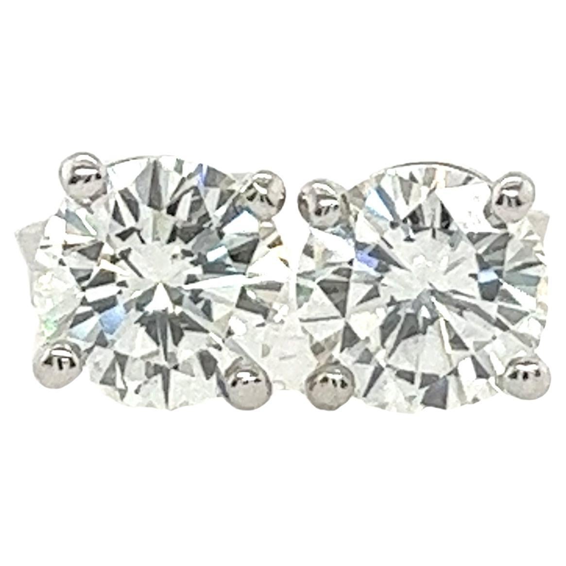18ct White Gold Diamond Stud Earrings, Set With 2.06ct Natural Diamonds For Sale