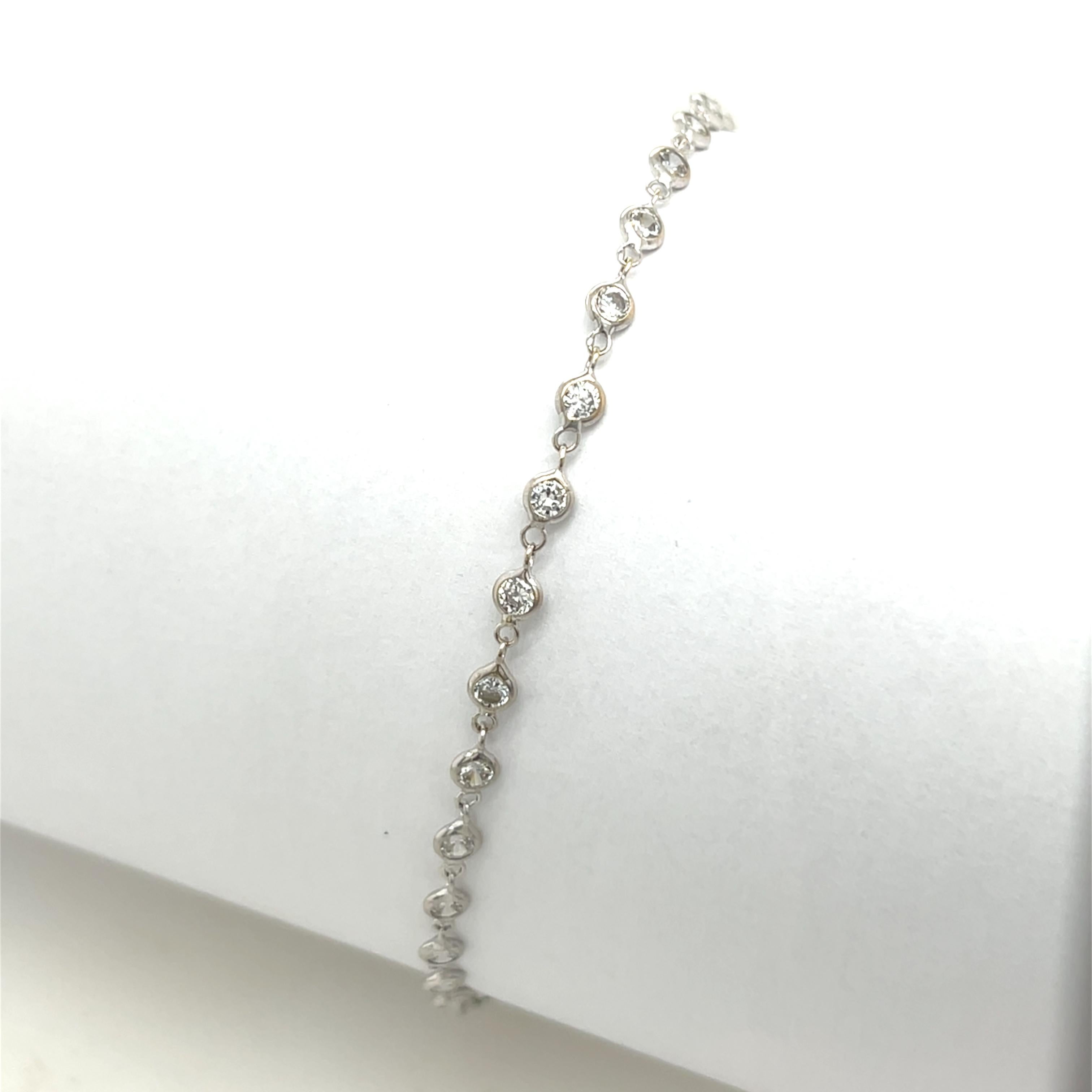 Pulsera de tenis de diamantes en oro blanco de 18 ct en venta 1