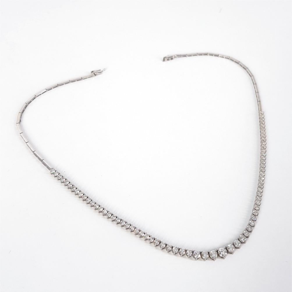 Modern 18ct White Gold Diamond Tennis Necklace
