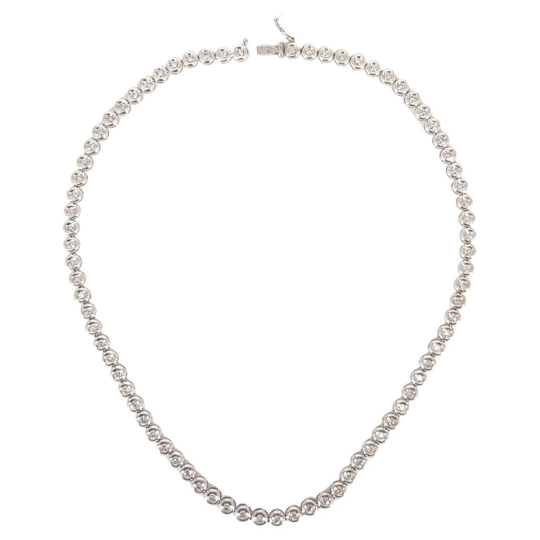 18 Carat White Gold Diamond Tennis Necklace