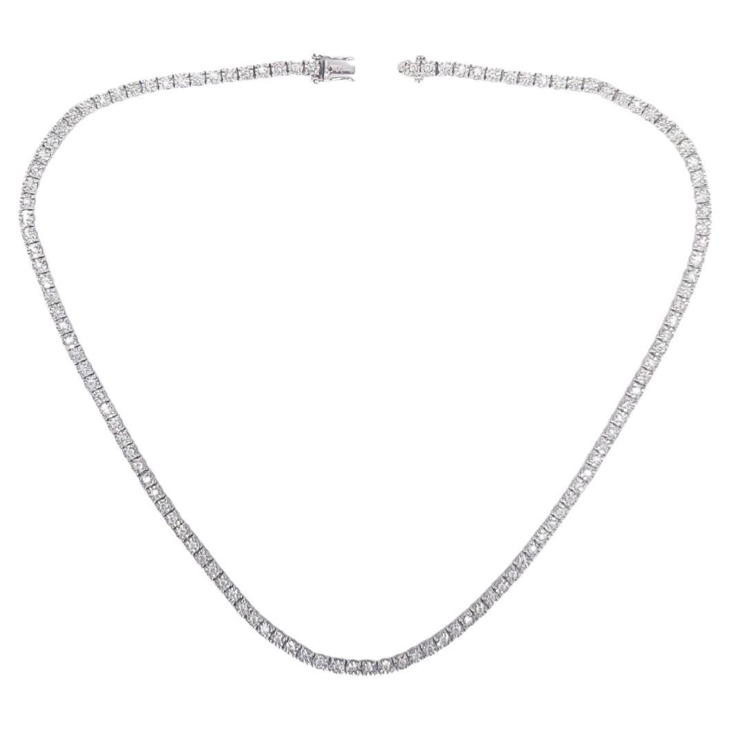 18ct White Gold Diamond Tennis Necklace For Sale