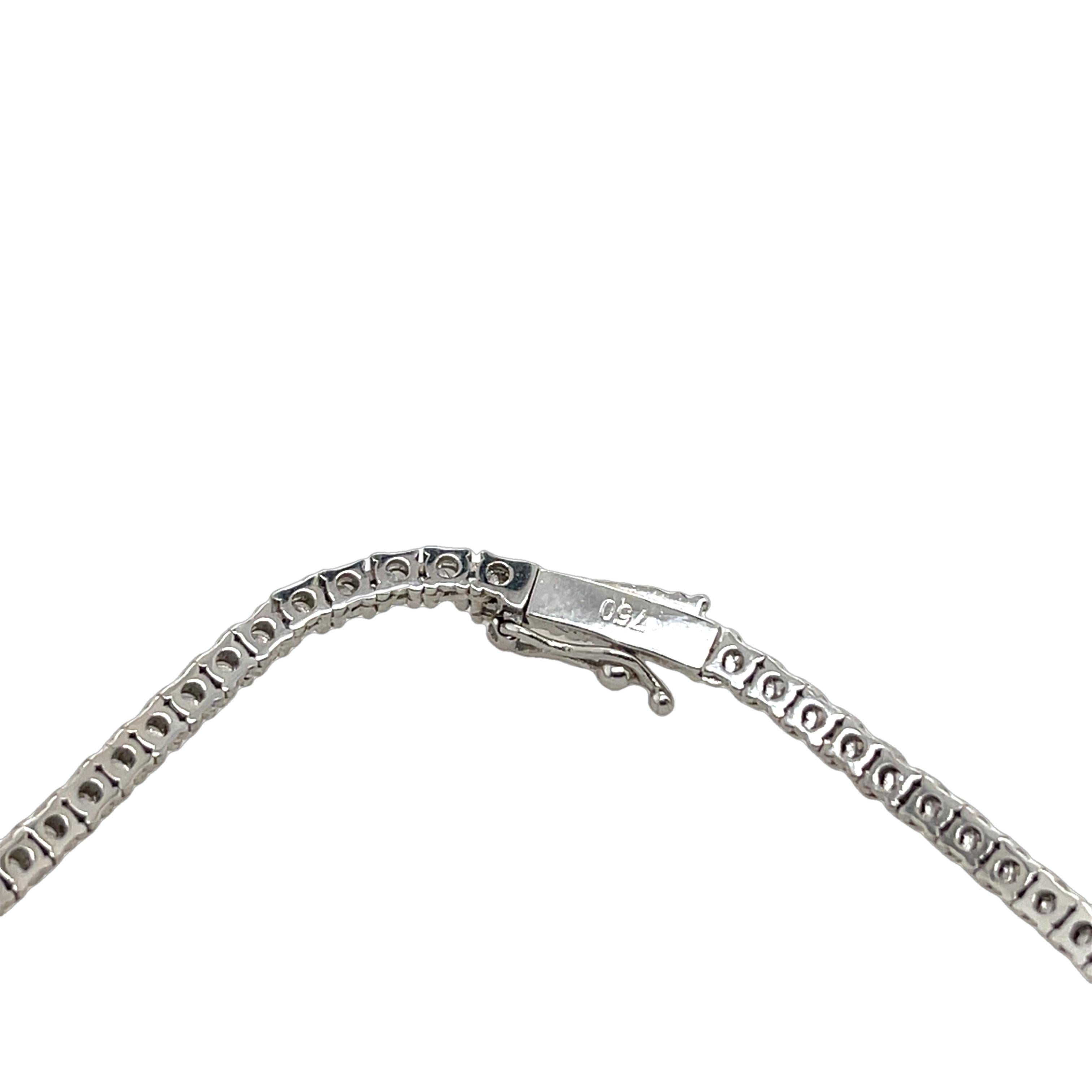 18ct White Gold Diamond Tennis Necklace Set With 4.30ct H/SI1 Natural Diamonds In Excellent Condition In London, GB
